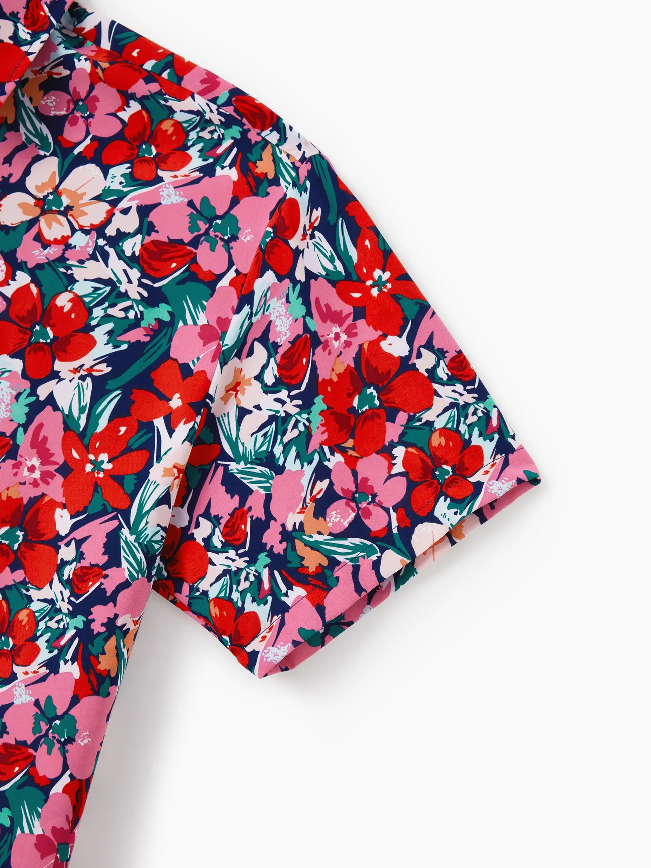 Men - Family Vacation Outfits - Floral Print Off Shoulder Smocking Dresses and Matching Shirts - Dark Blue - image 26