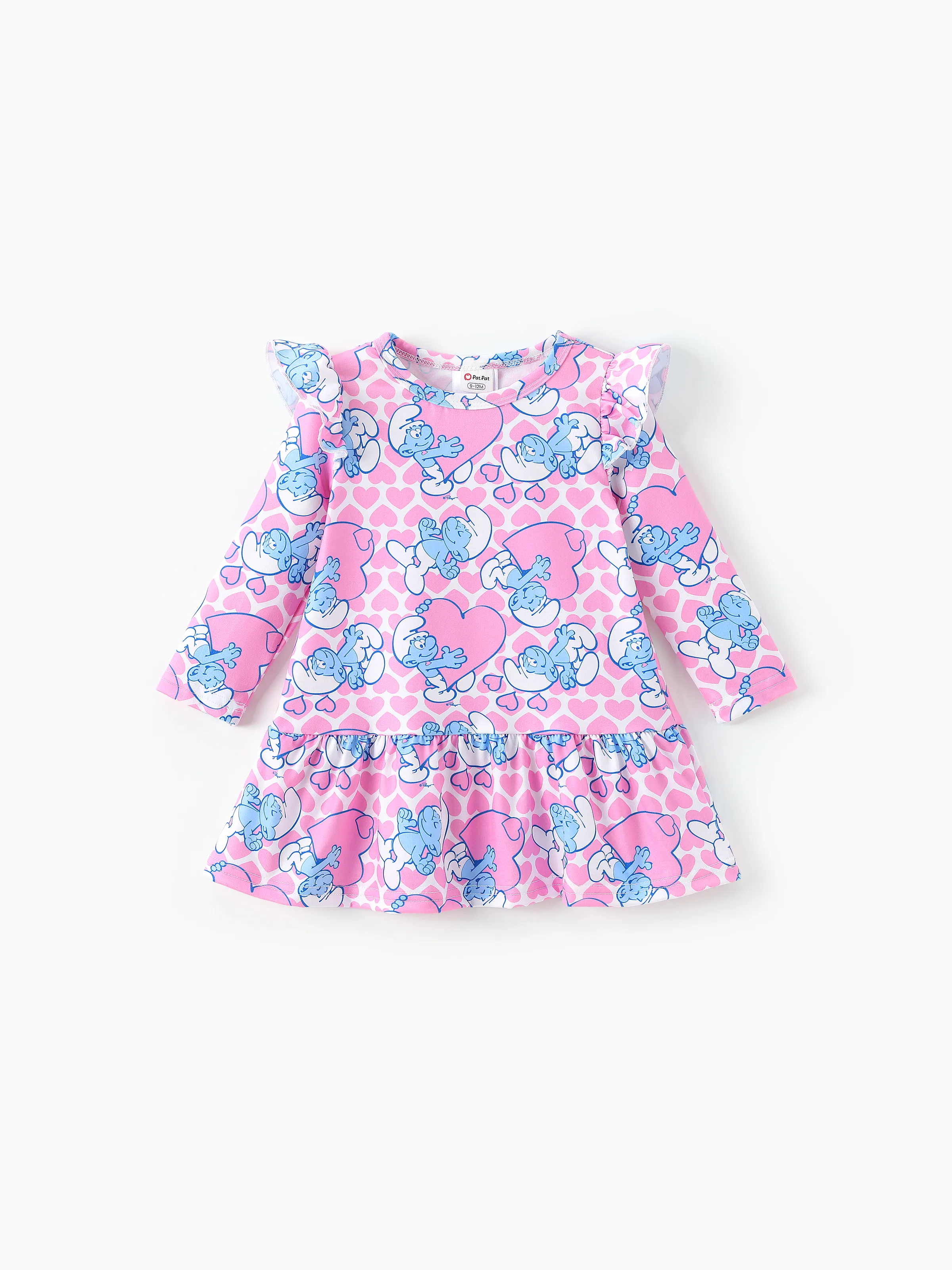 

The Smurfs Baby Girl 1pc Valentine's Day Floral/Heart Pattern Ruffled Dress