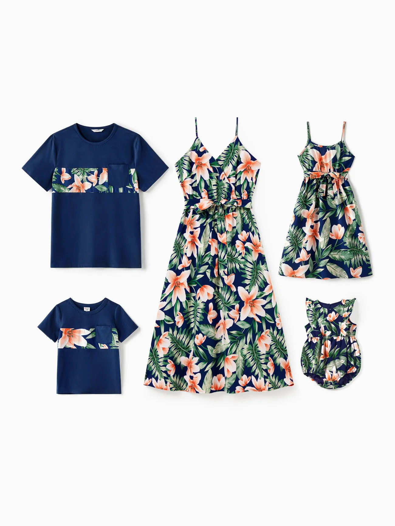 Baby Girl - Tropical Vacation Outfits with Plant and Flower Print – Matching Shirts and Dresses - royalblue - image 15