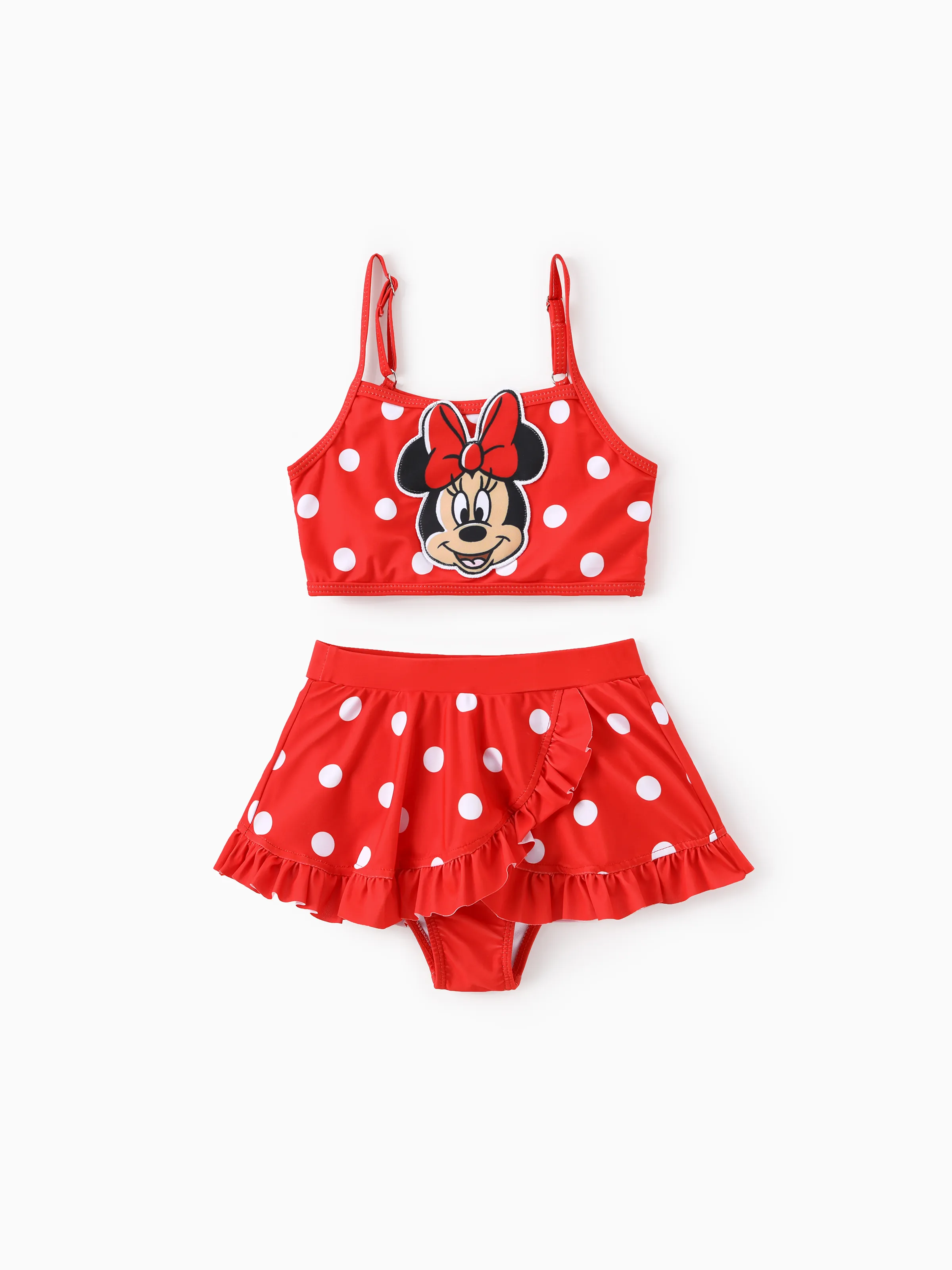 

Disney Mickey and Friends Baby/Toddler Girls 2pcs Warermellon Polka Dots Embroidered Minnie Patch Swimsuit