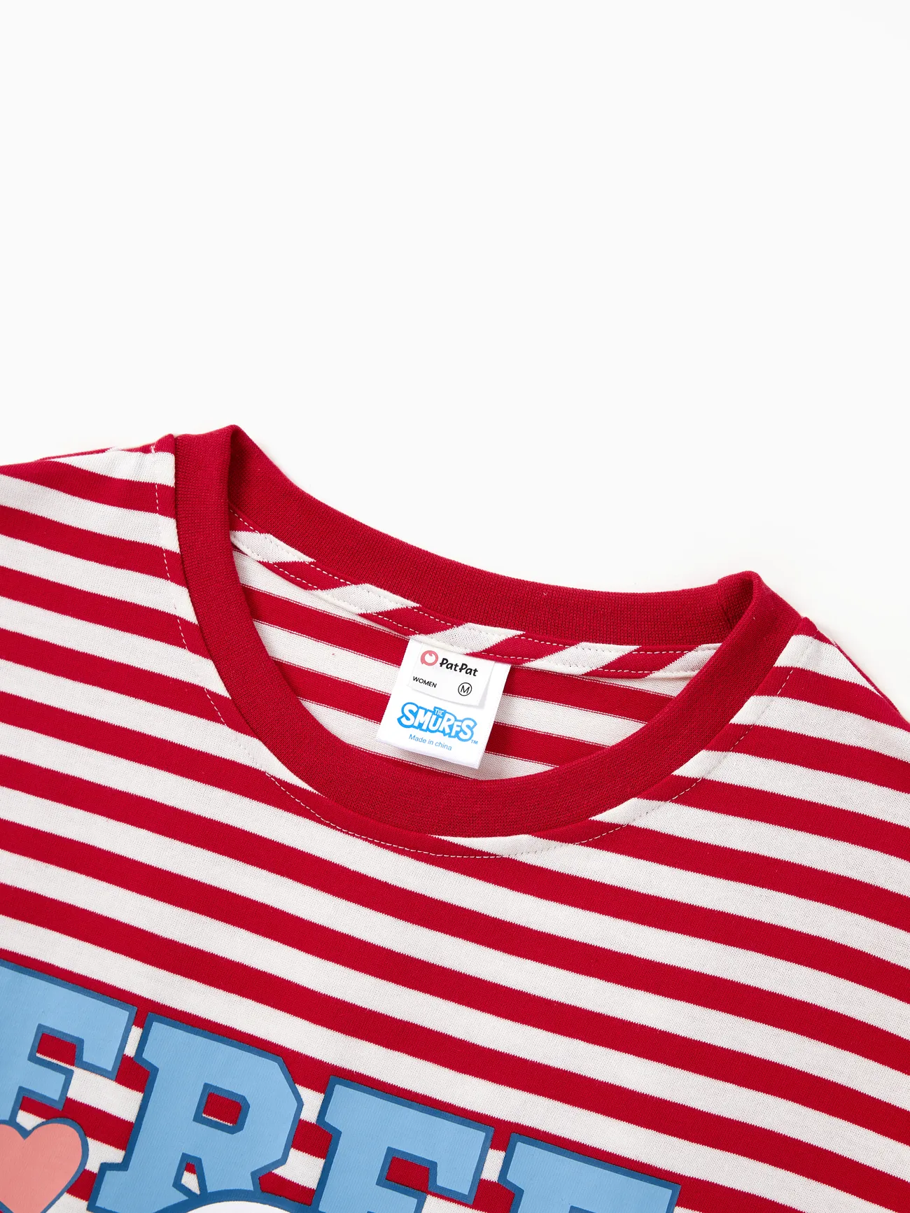 Women - The Smurfs Family matching 1pc Cotton Valentine's Day Stripe Top/Jumpsuit - Red - image 6