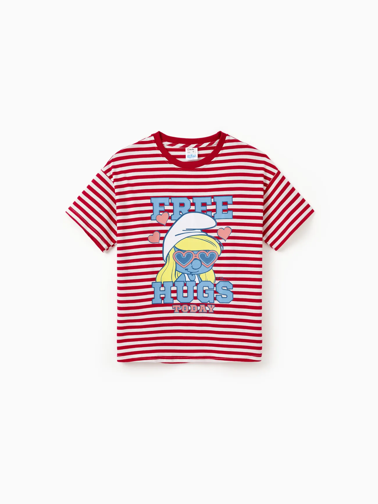 Women - The Smurfs Family matching 1pc Cotton Valentine's Day Stripe Top/Jumpsuit - Red - image 4