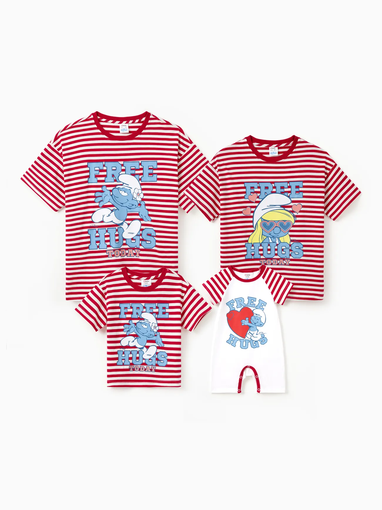 Baby - The Smurfs Family matching 1pc Cotton Valentine's Day Stripe Top/Jumpsuit - Red - image 13