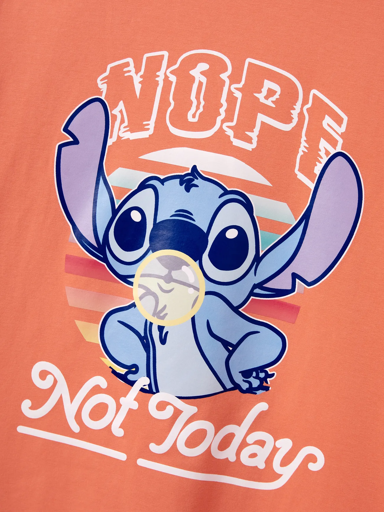 Women - Disney Stitch Family matching 1pc Stitch Character Not Today Print Cotton Short-sleeve T-shirt or Romper - Orange - image 6