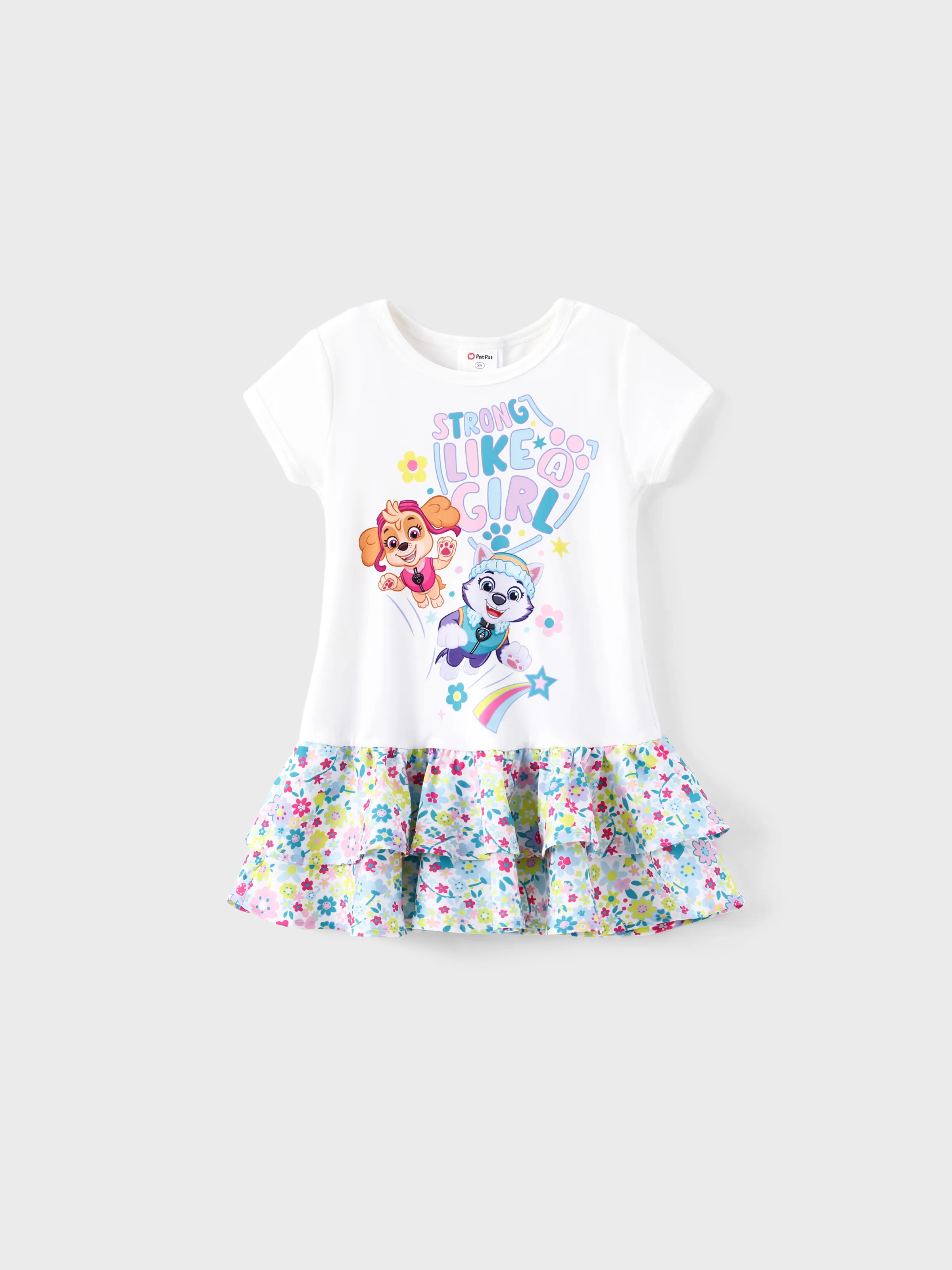 

PAW Patrol Toddler Girl 1pc Skye Everest Floral/Gradient Ruffle-hem Short-sleeve Dress