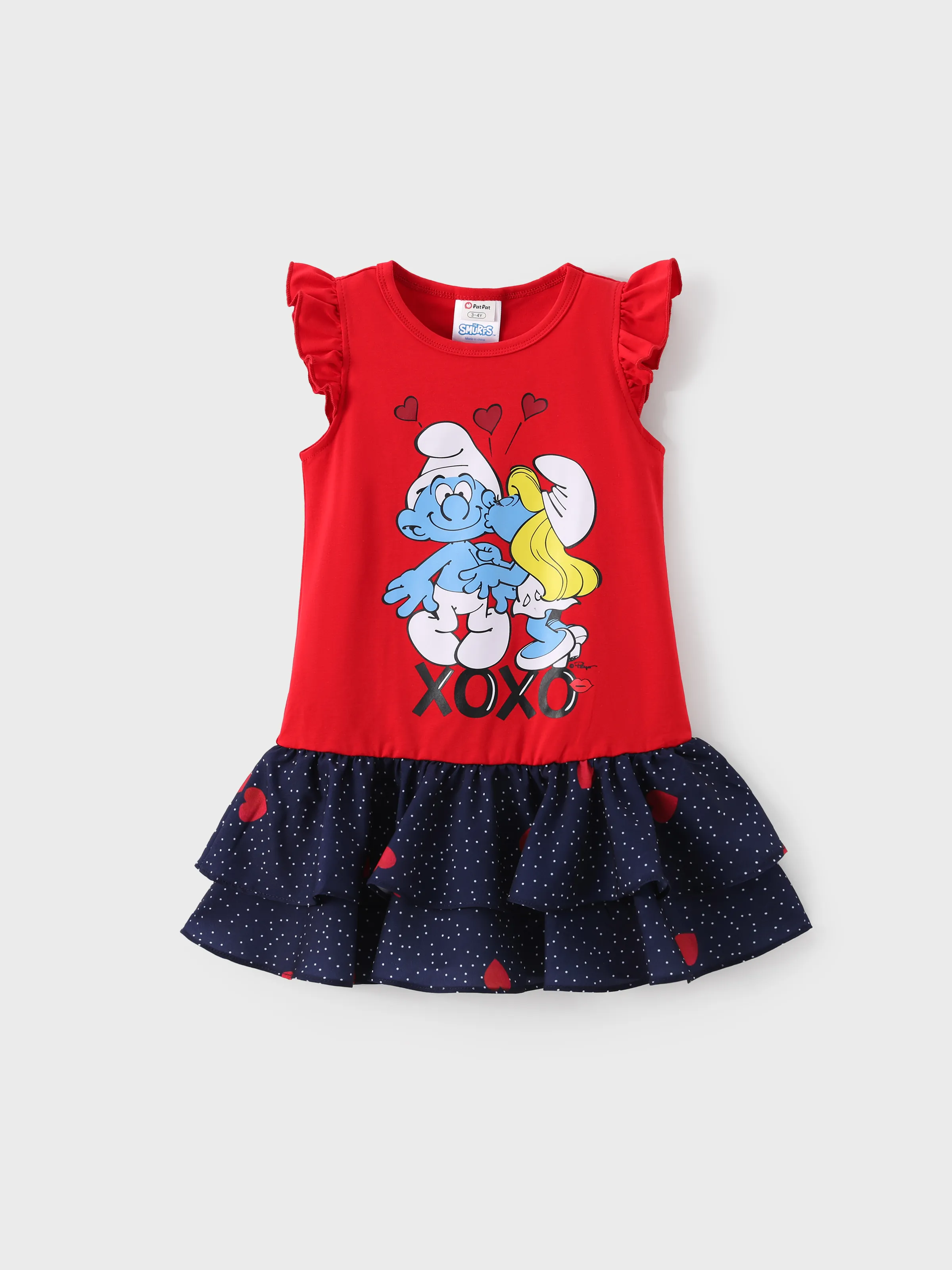 

The Smurfs Family matching 1pc Valentine's Day Heart-shaped Dress/Cotton Colorblock Top/Jumpsuit