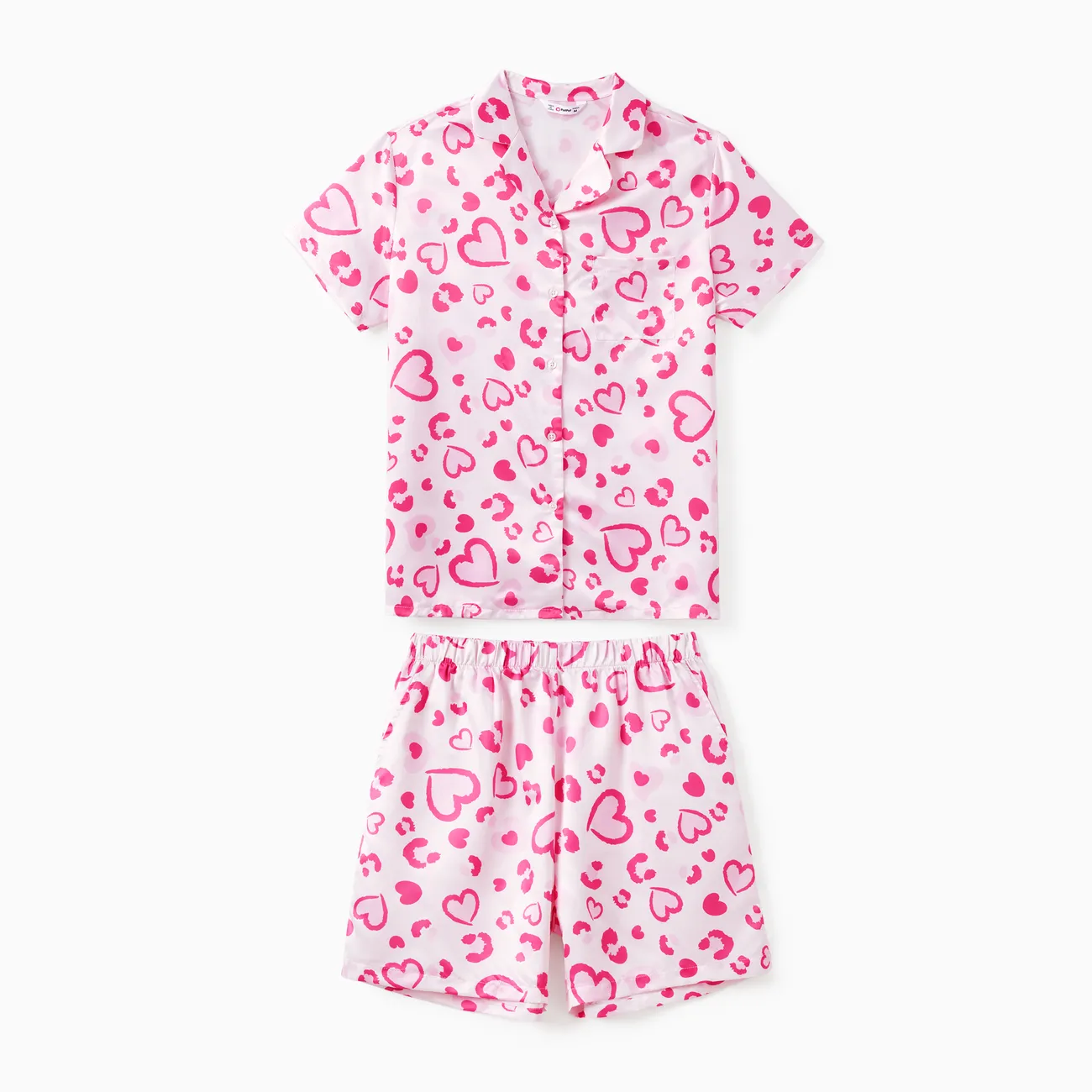 Valentine's Day Mommy and Me Heart-shaped Short-sleeve Matching Pajamas Set
