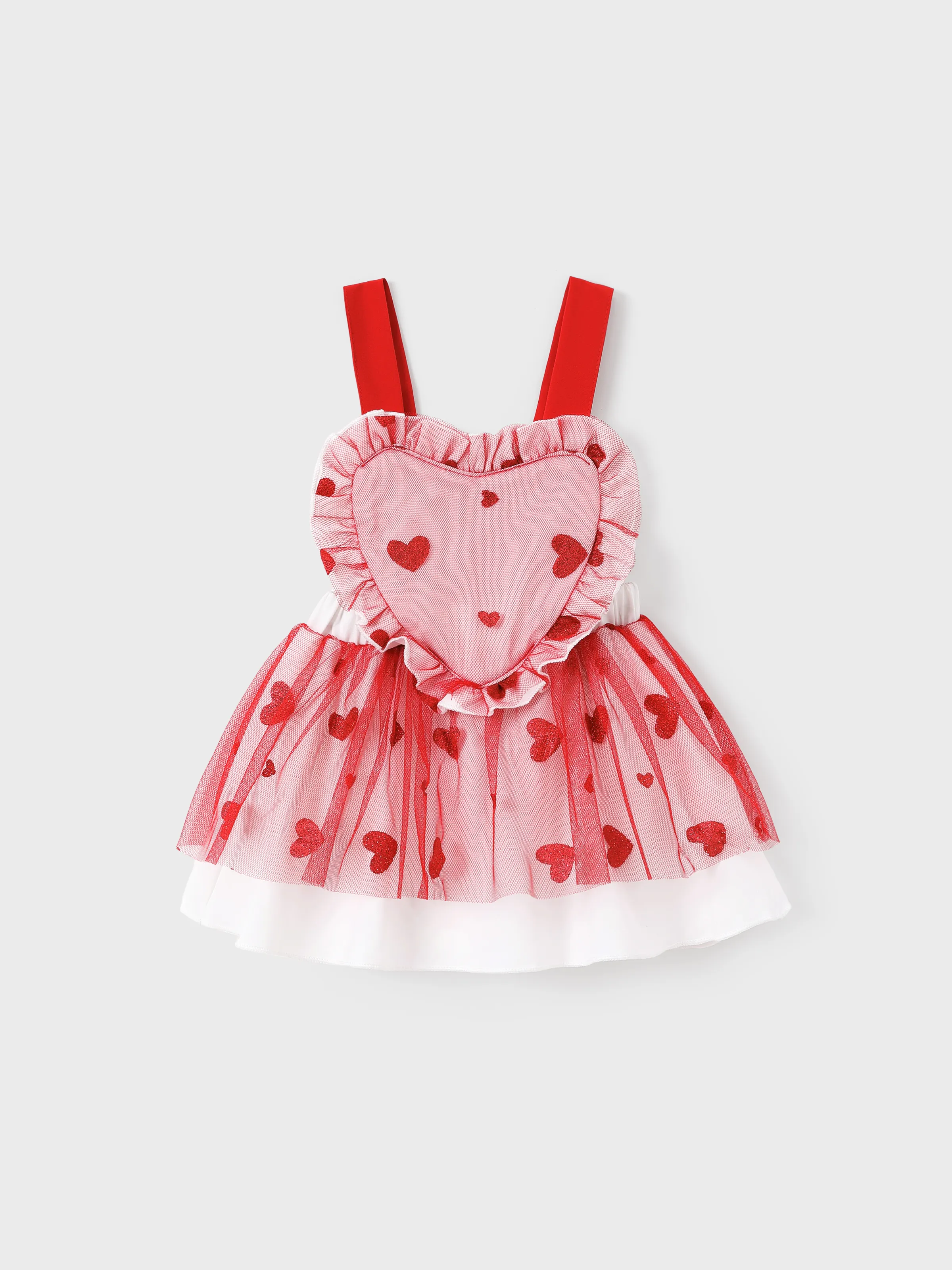 Valentine's Day Baby Girl Heart-Shaped Mesh Dress