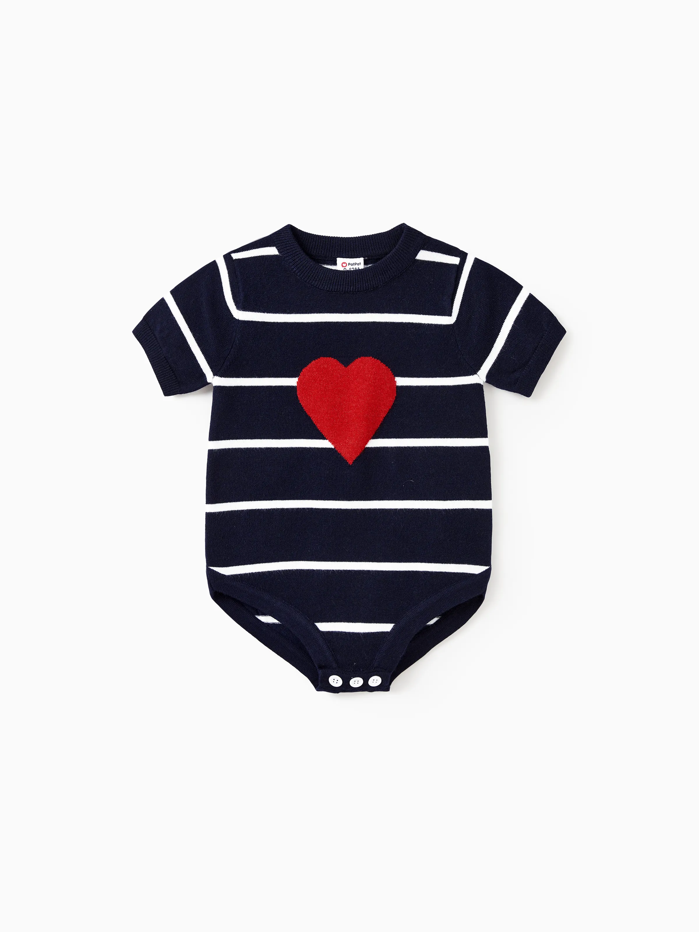 

Valentine's Day Heart Print Striped Short Sleeve Family Matching Tops