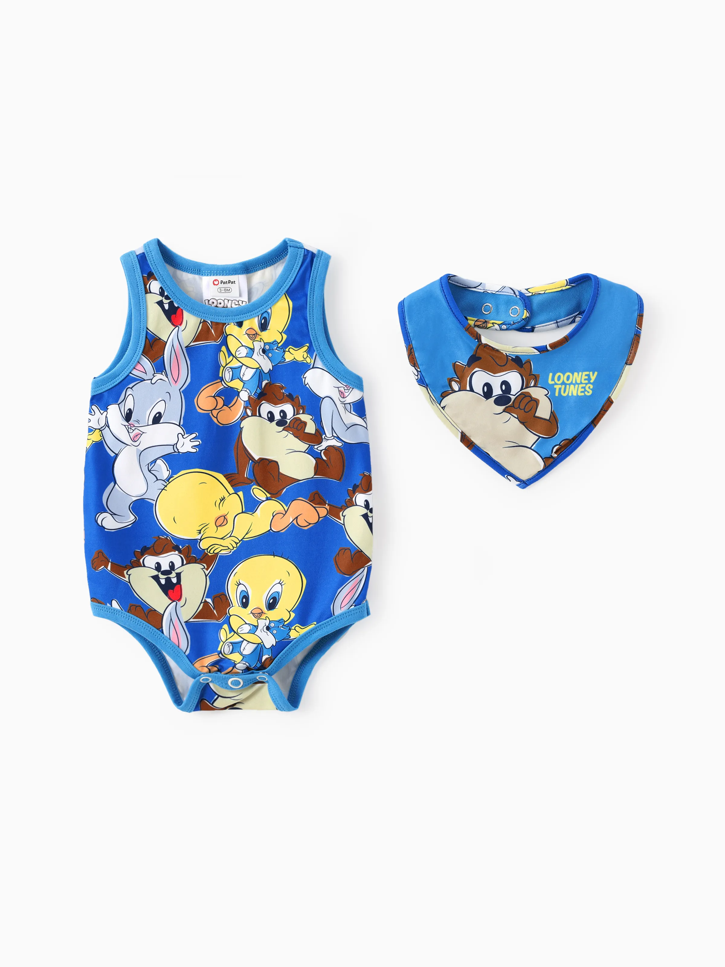 

Looney Tunes Baby Boy/Girl 2pcs Character Print Short-sleeve Jumpsuit With Bib Set