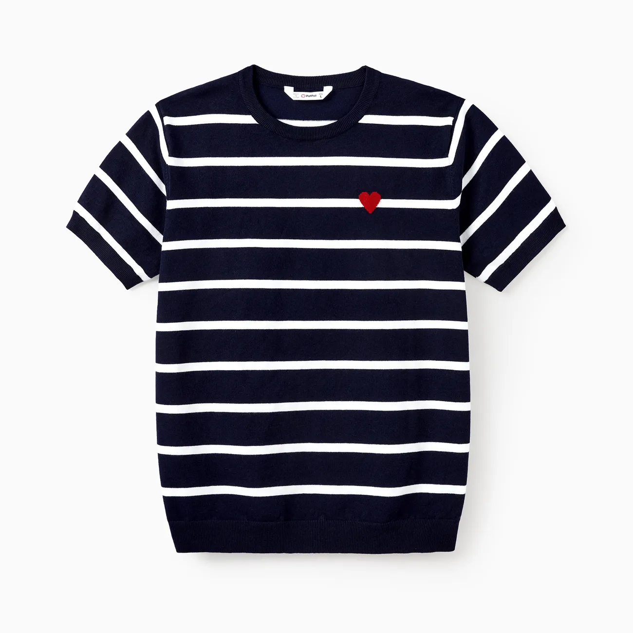 Valentine's Day Heart Print Striped Short Sleeve Family Matching Tops