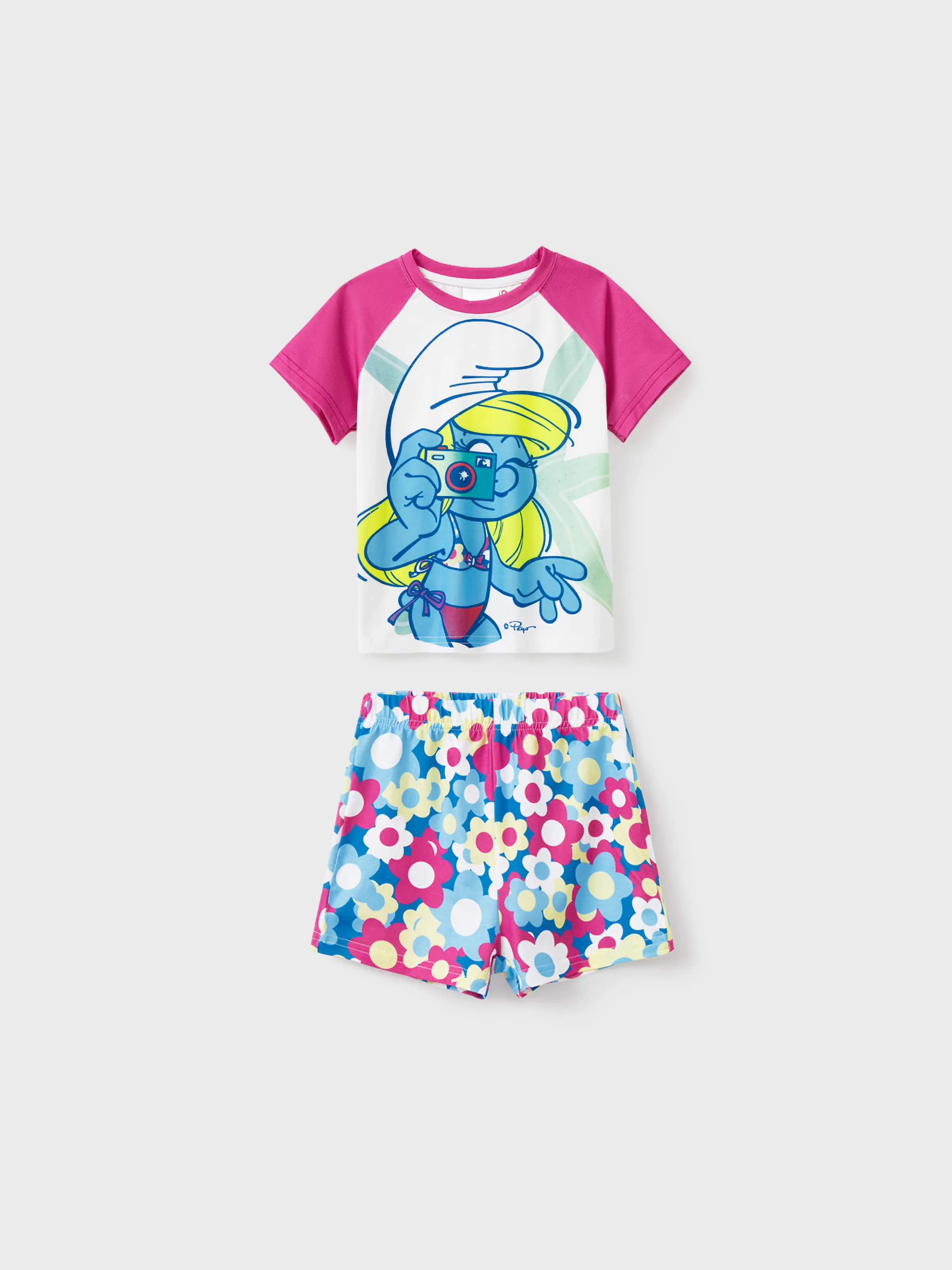 

The Smurfs Family matching 2pcs Character Beach Floral Pattern Pajamas Set/Jumpsuit(Flame Resistant)