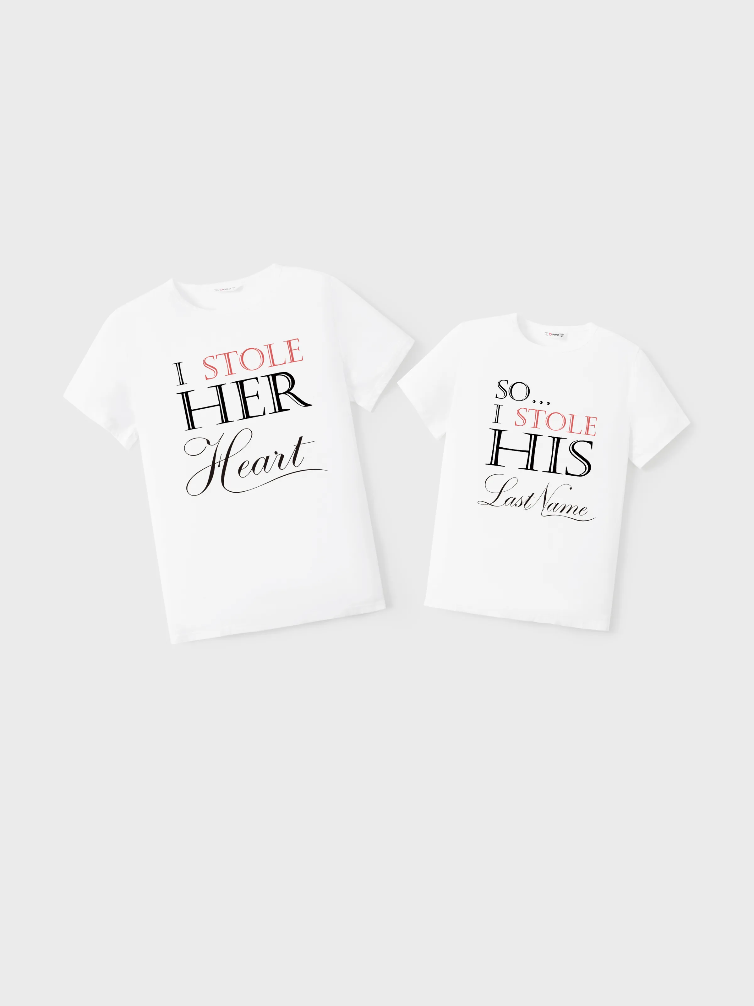 

Valentine's Day Cotton Tee Couples Letter Print Short-sleeve Tops