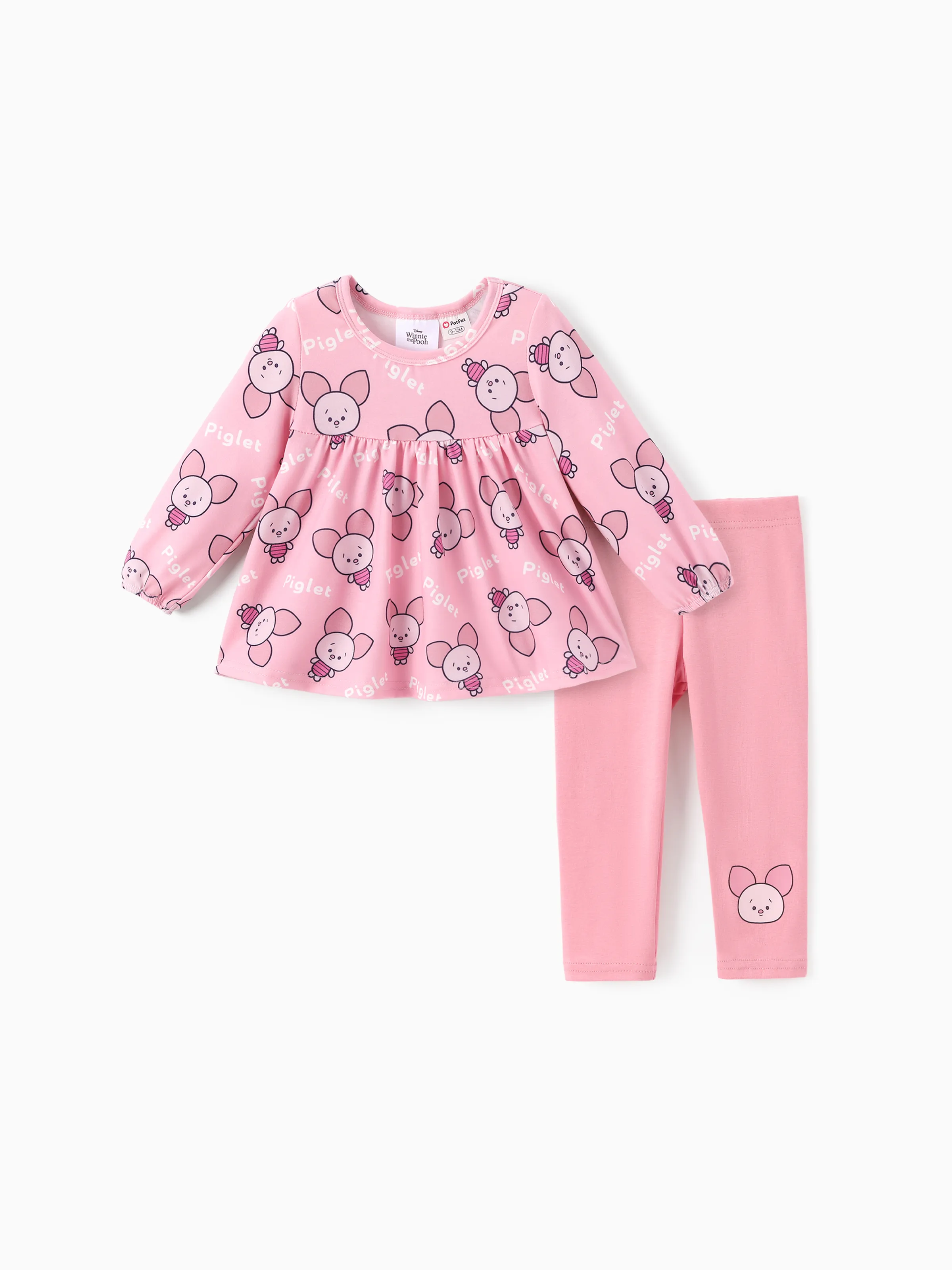 

Disney Winnie the Pooh Baby/Toddler Girl 2pcs Naia™ Piglet Pattern Ruffled Top And Cotton Leggings Set