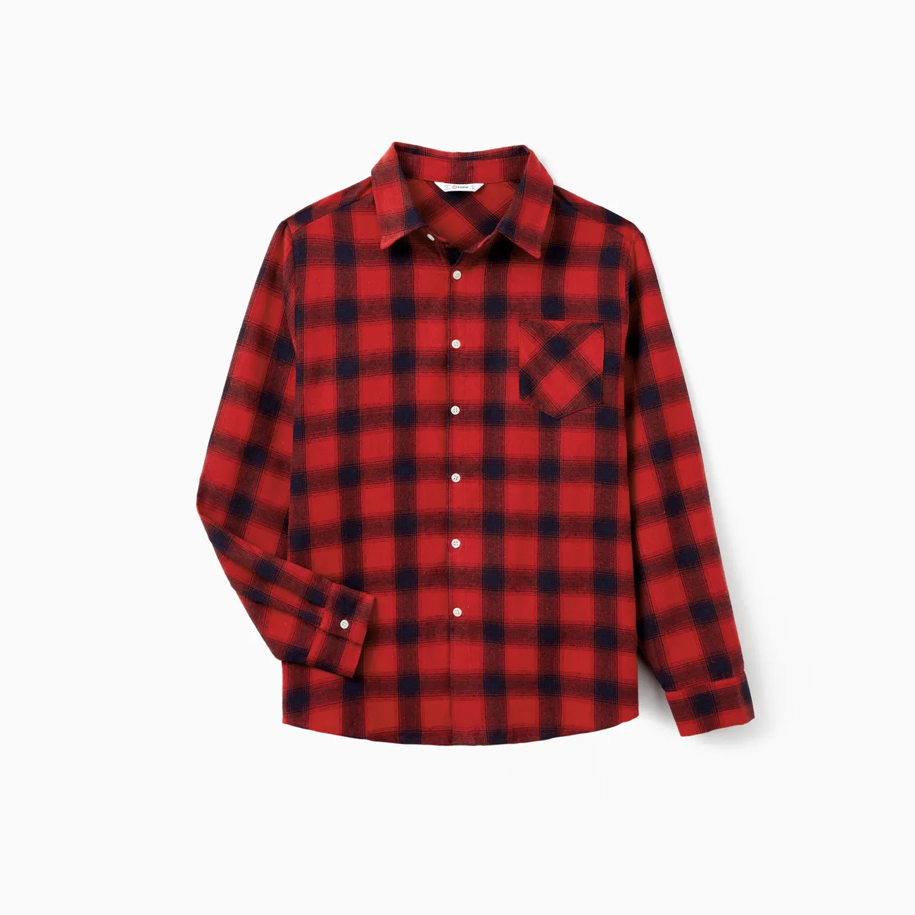 Red Matching Family Outfits Silky Satin Long Puff Sleeves Dress or Plaid Shirt