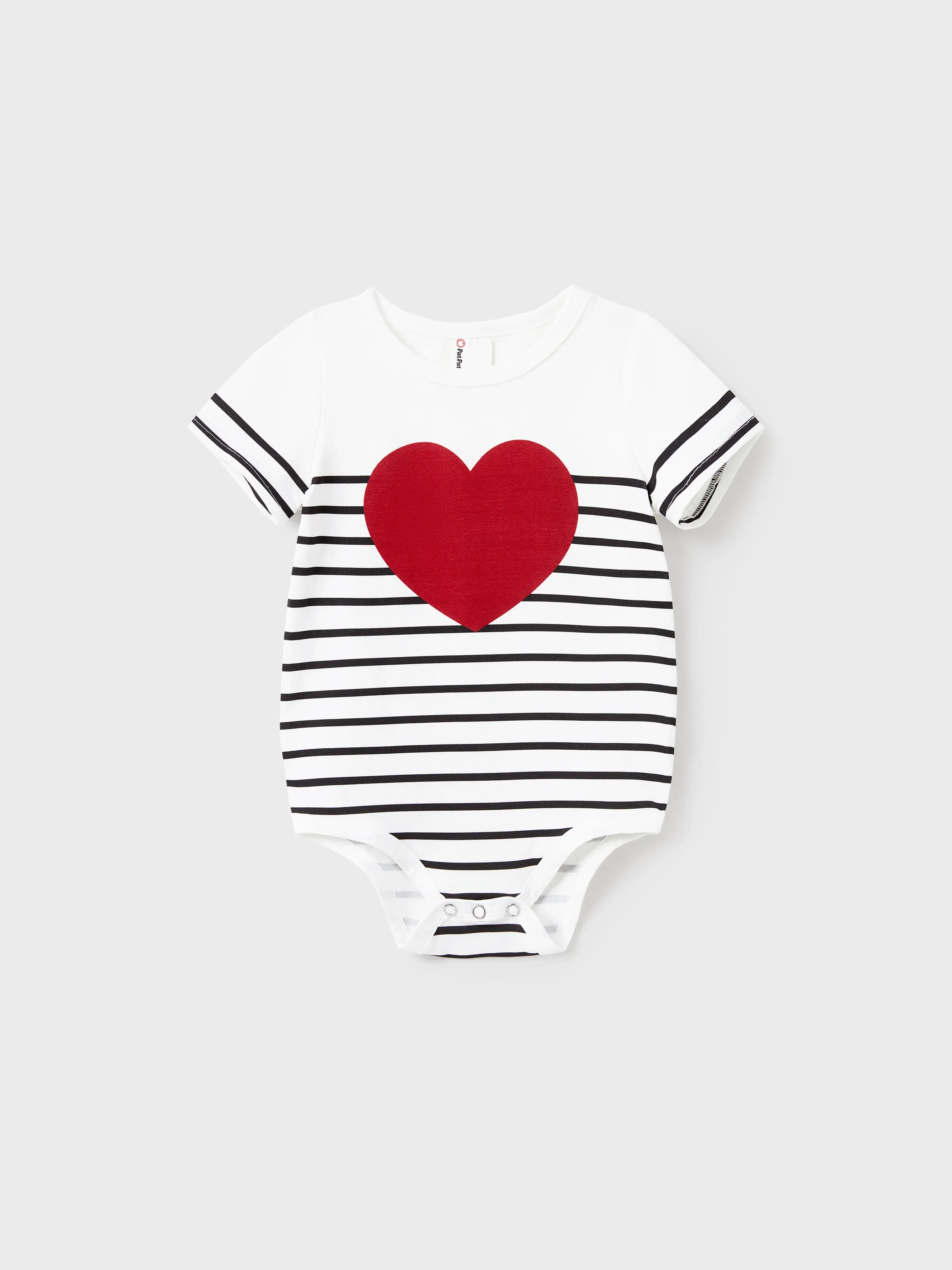 

Valentine's Day Family Matching Cotton Stripe Tee Heart-shaped Short-sleeve Tops