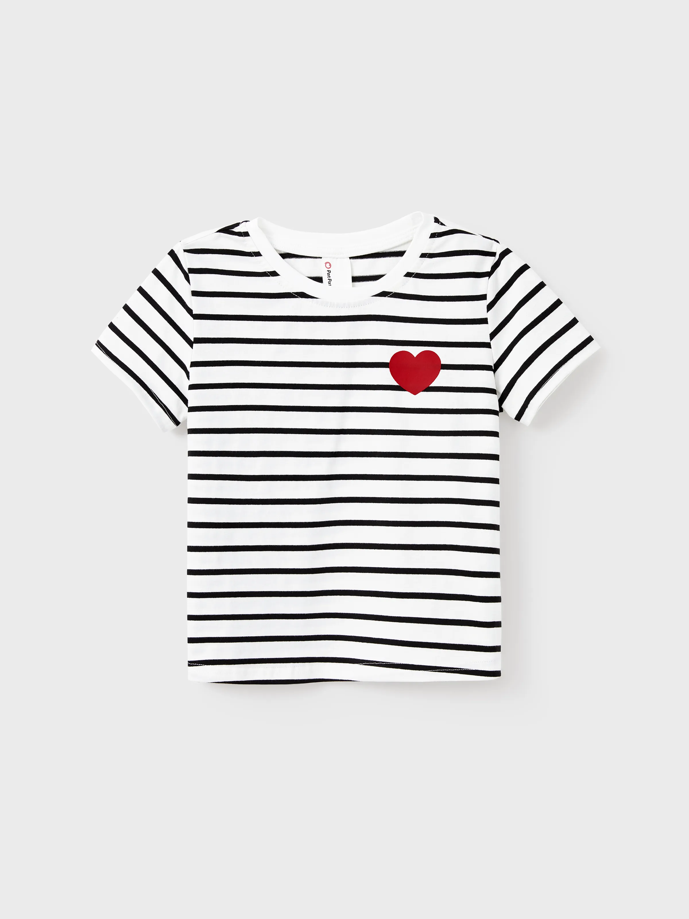 

Valentine's Day Family Matching Cotton Stripe Tee Heart-shaped Short-sleeve Tops