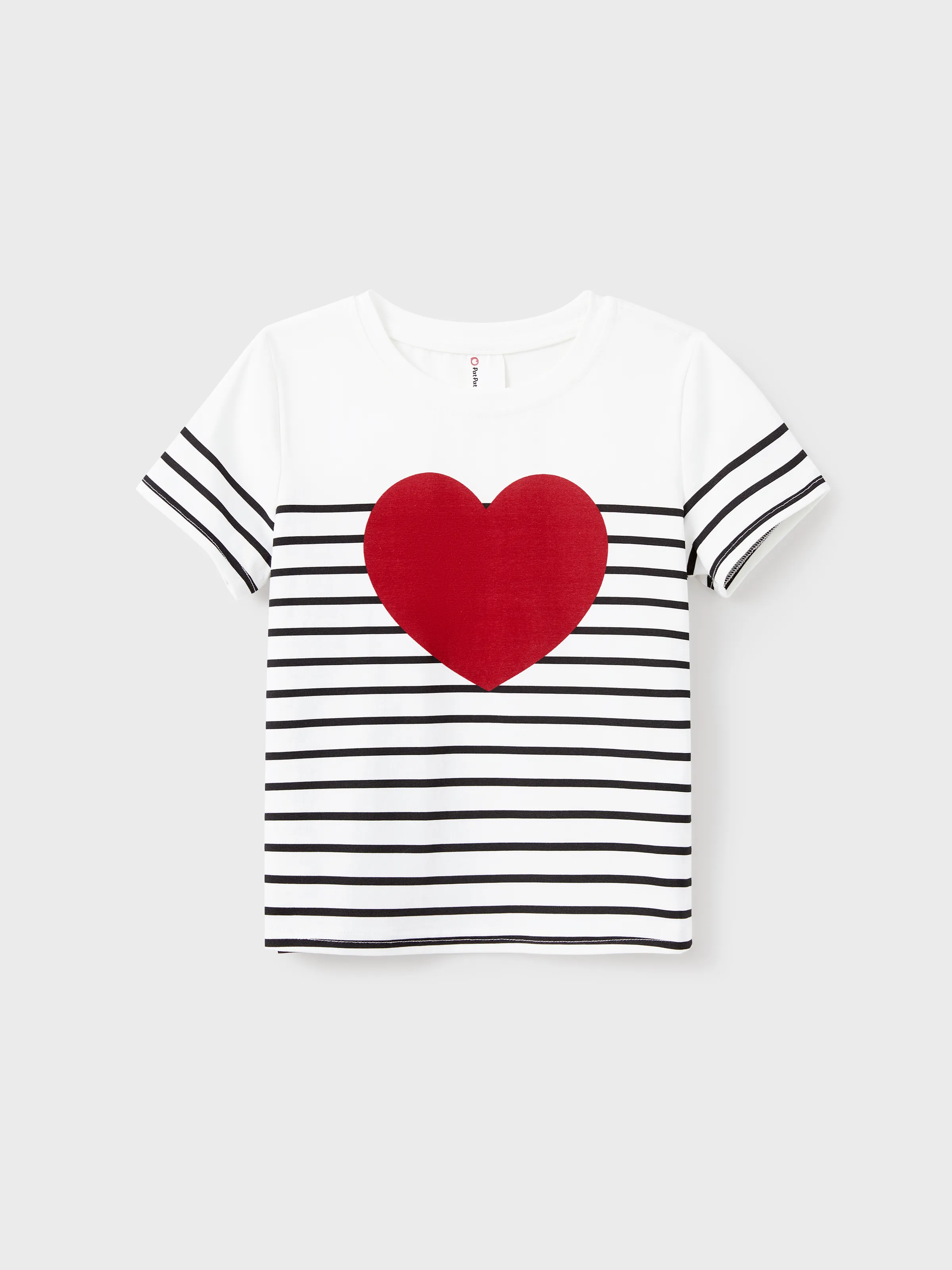 

Valentine's Day Family Matching Cotton Stripe Tee Heart-shaped Short-sleeve Tops