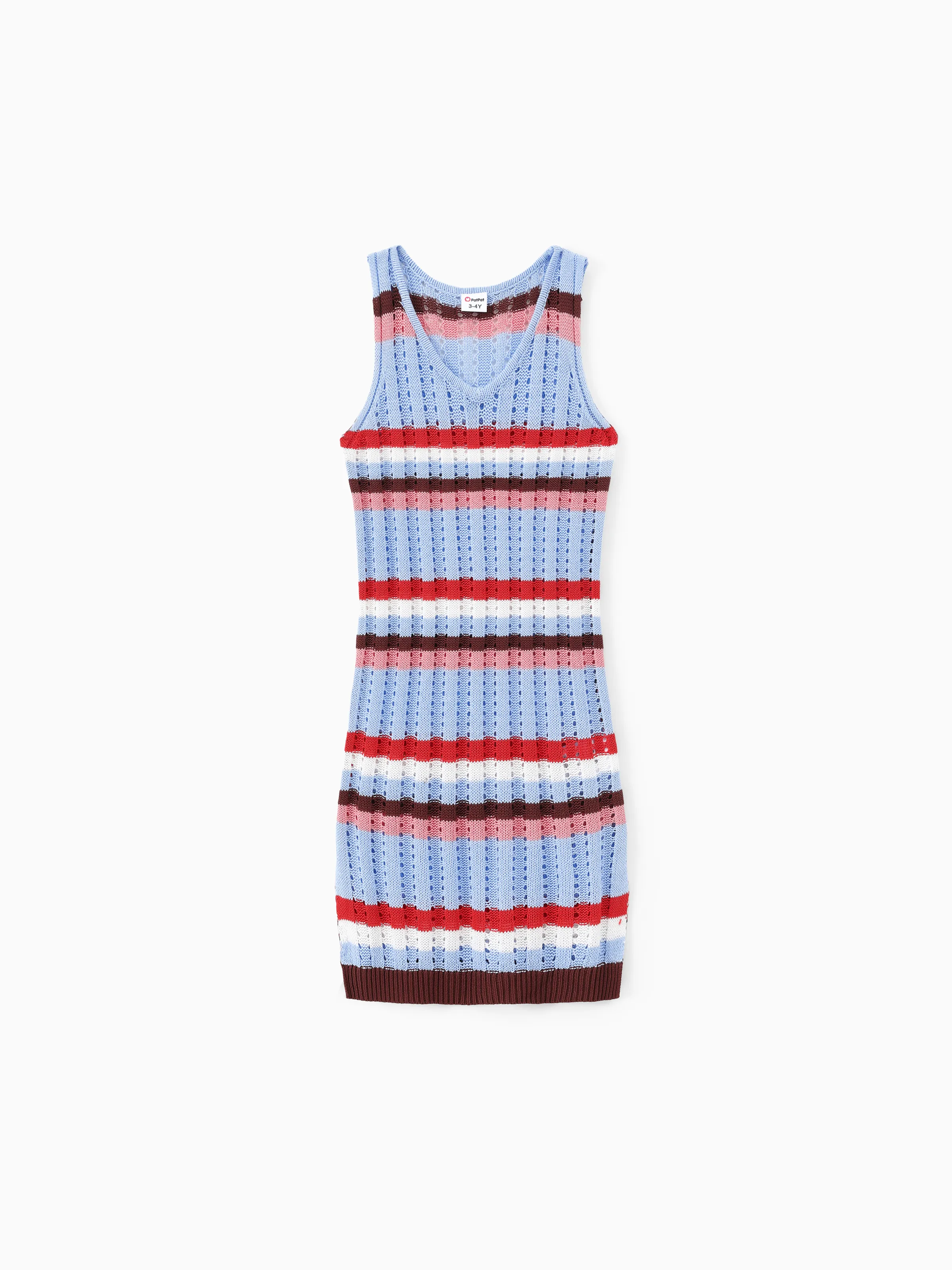 

Knitted Stripe Beach Dress with Hollow-out Design for Mommy and Me