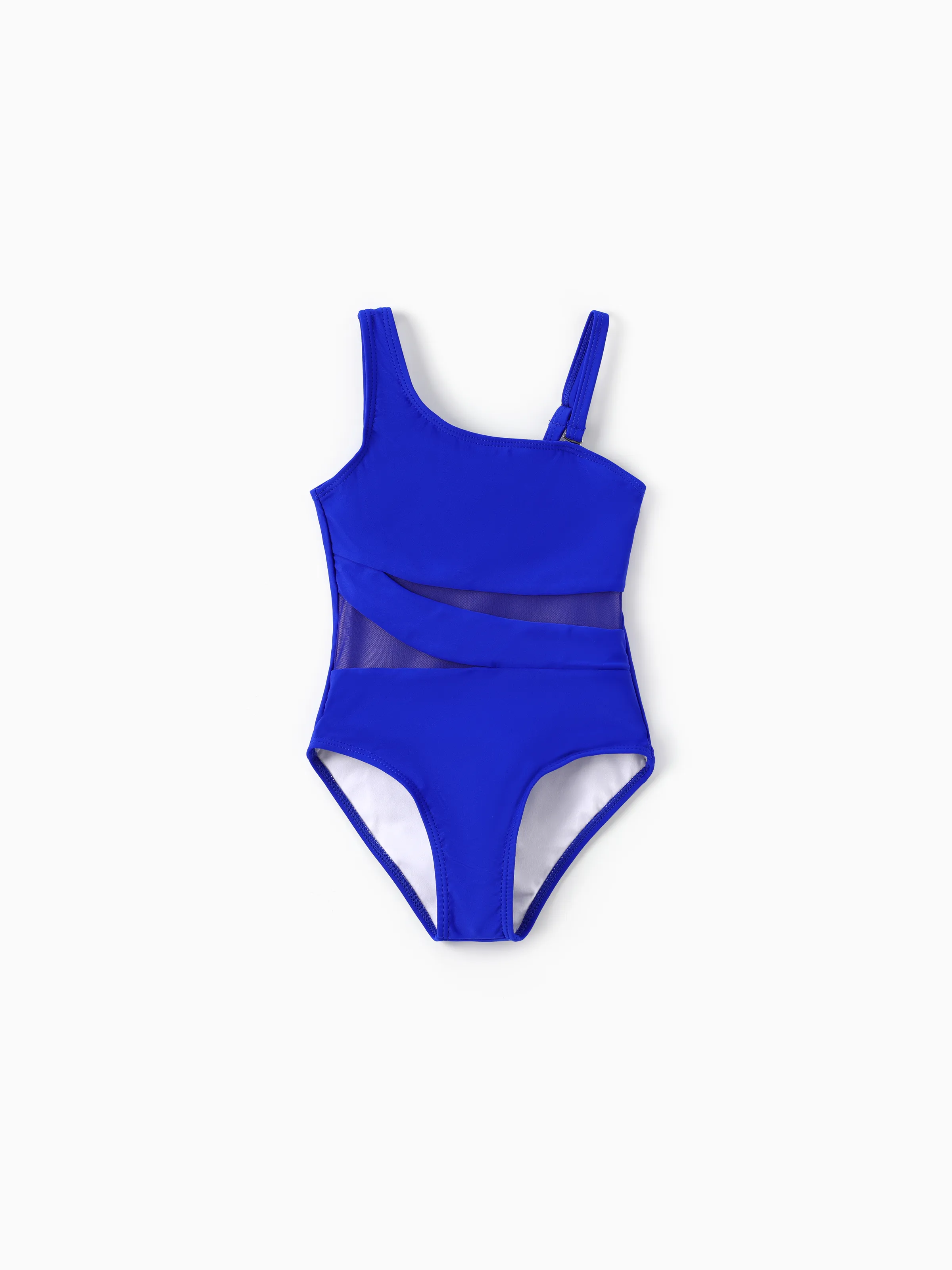 

Family Matching Blue Drawstring Swim Trunks or Blue One-Piece Strap Swimsuit