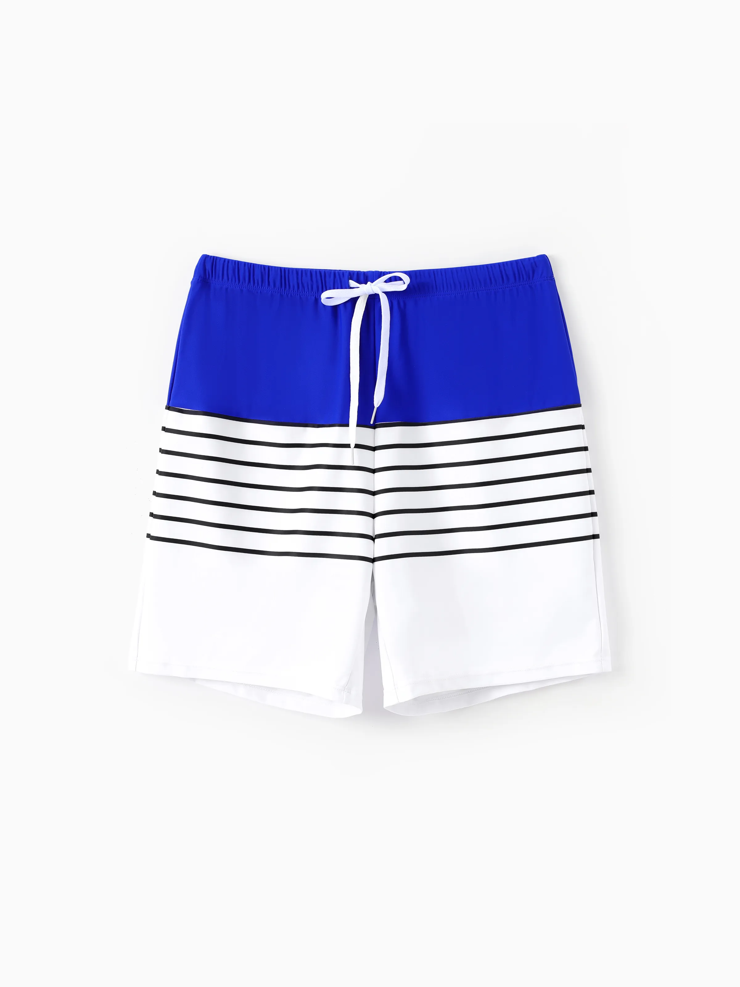 

Family Matching Blue Drawstring Swim Trunks or Blue One-Piece Strap Swimsuit