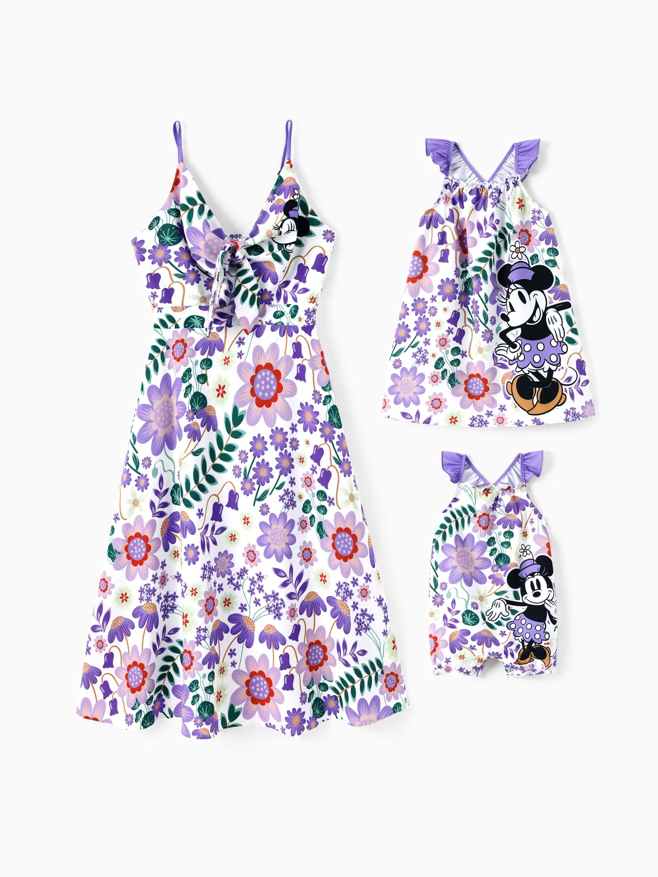 

Disney Mickey and Friends Mommy And Me 1pc Floral Allover Print Knot Dress Or Jumpsuit