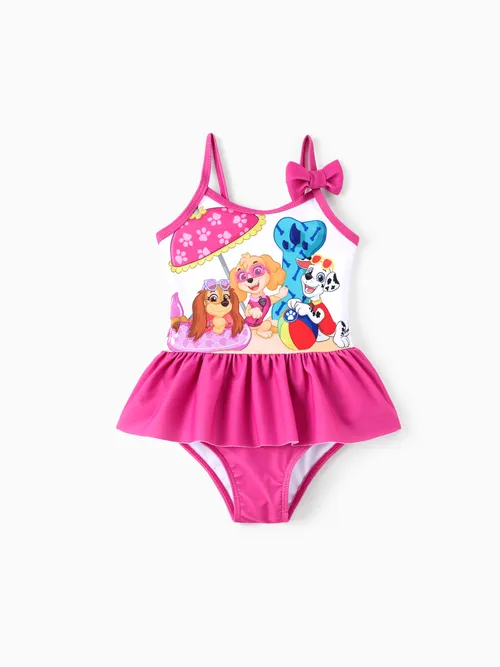 PAW Patrol Niña Pequeña 1pc Marshall Skye & Liberty Bowknot Volante Sin Mangas UPF 50+ Traje de baño