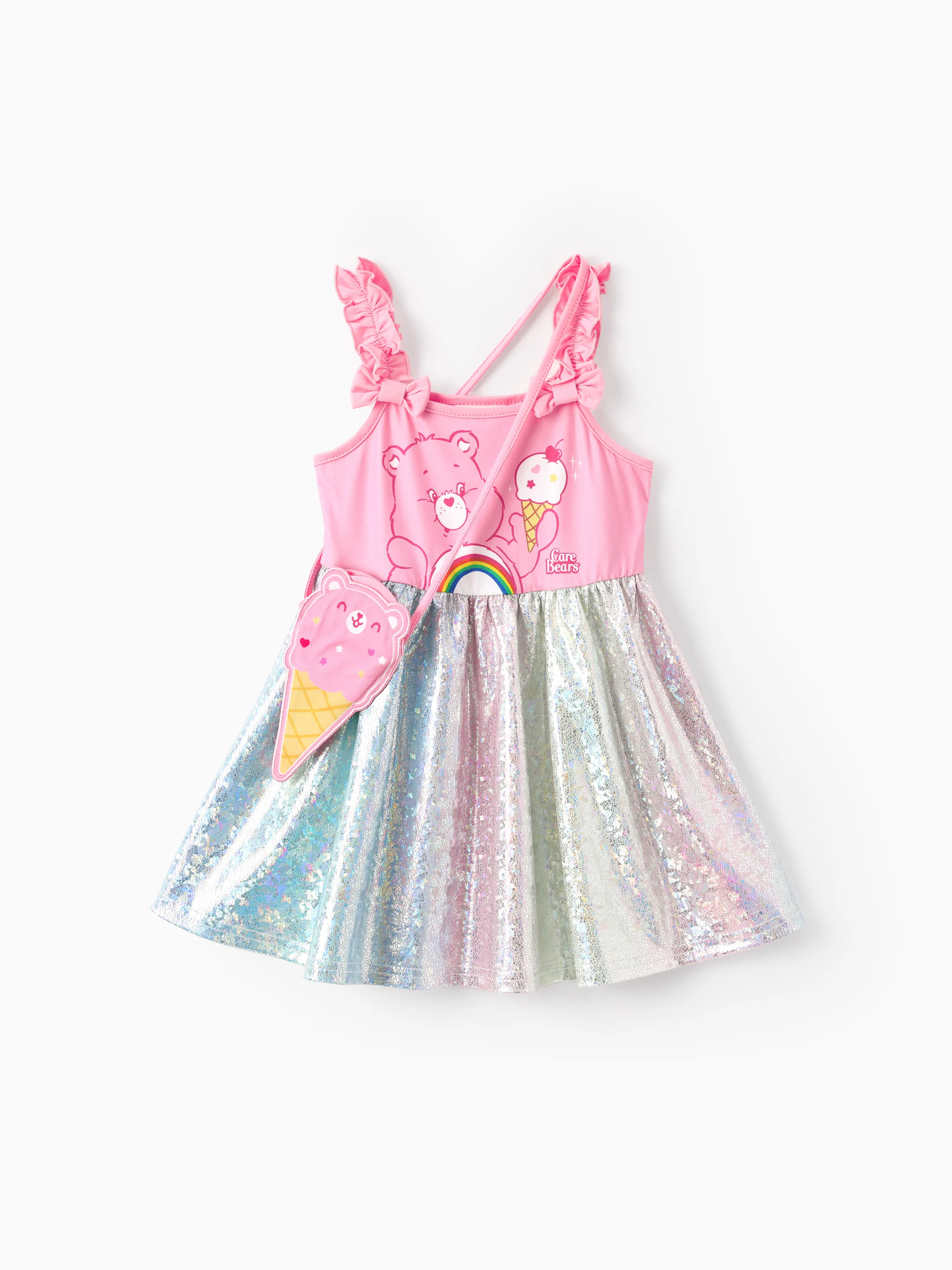 Care Bears Toddler Girl Glossy Gradient Dress with Ice Cream Bag