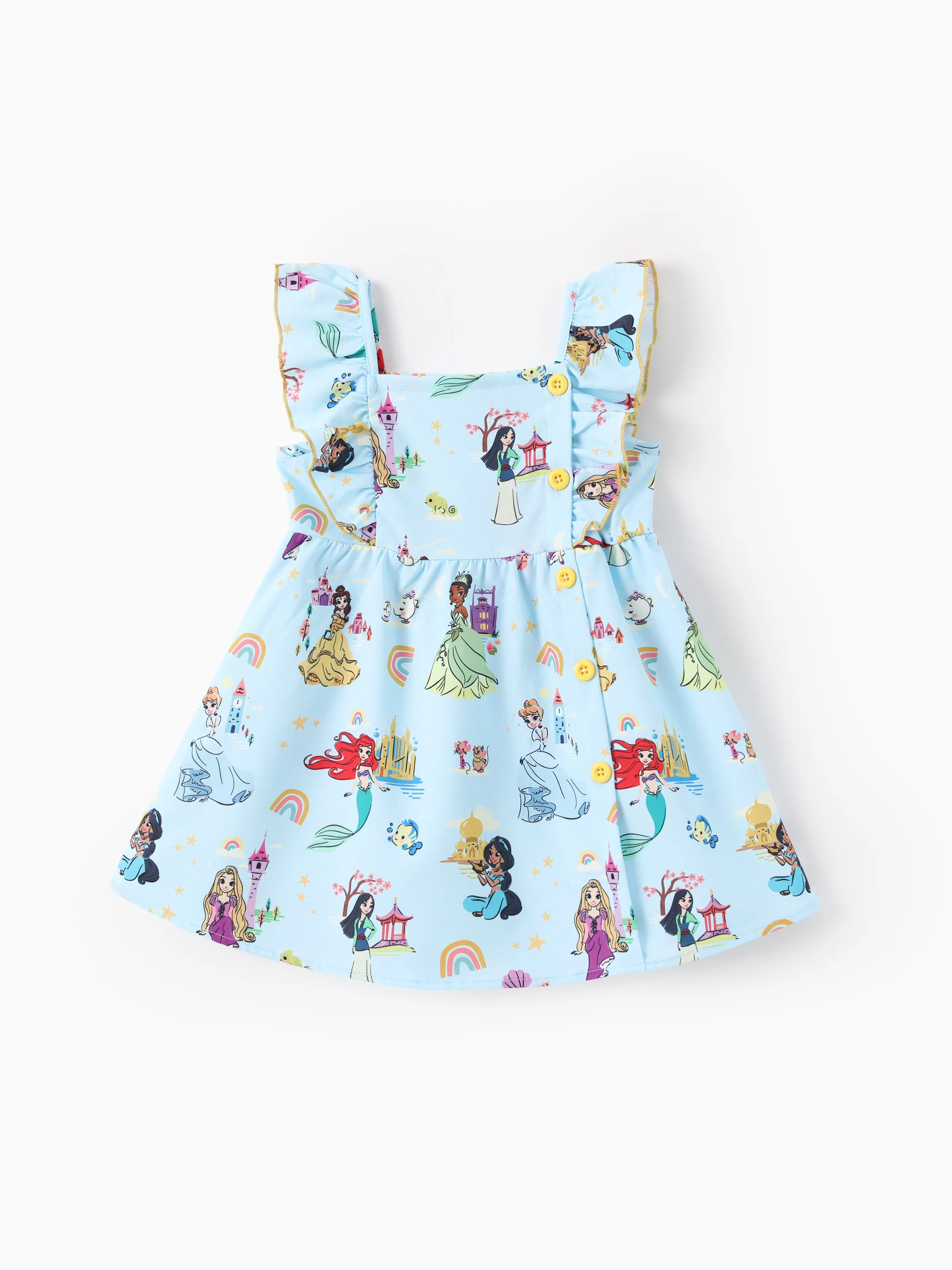 

Disney Princess Toddler Girl 1pc Tiana Cinderella Beller Ariel Rapunzel Ruffled Dress