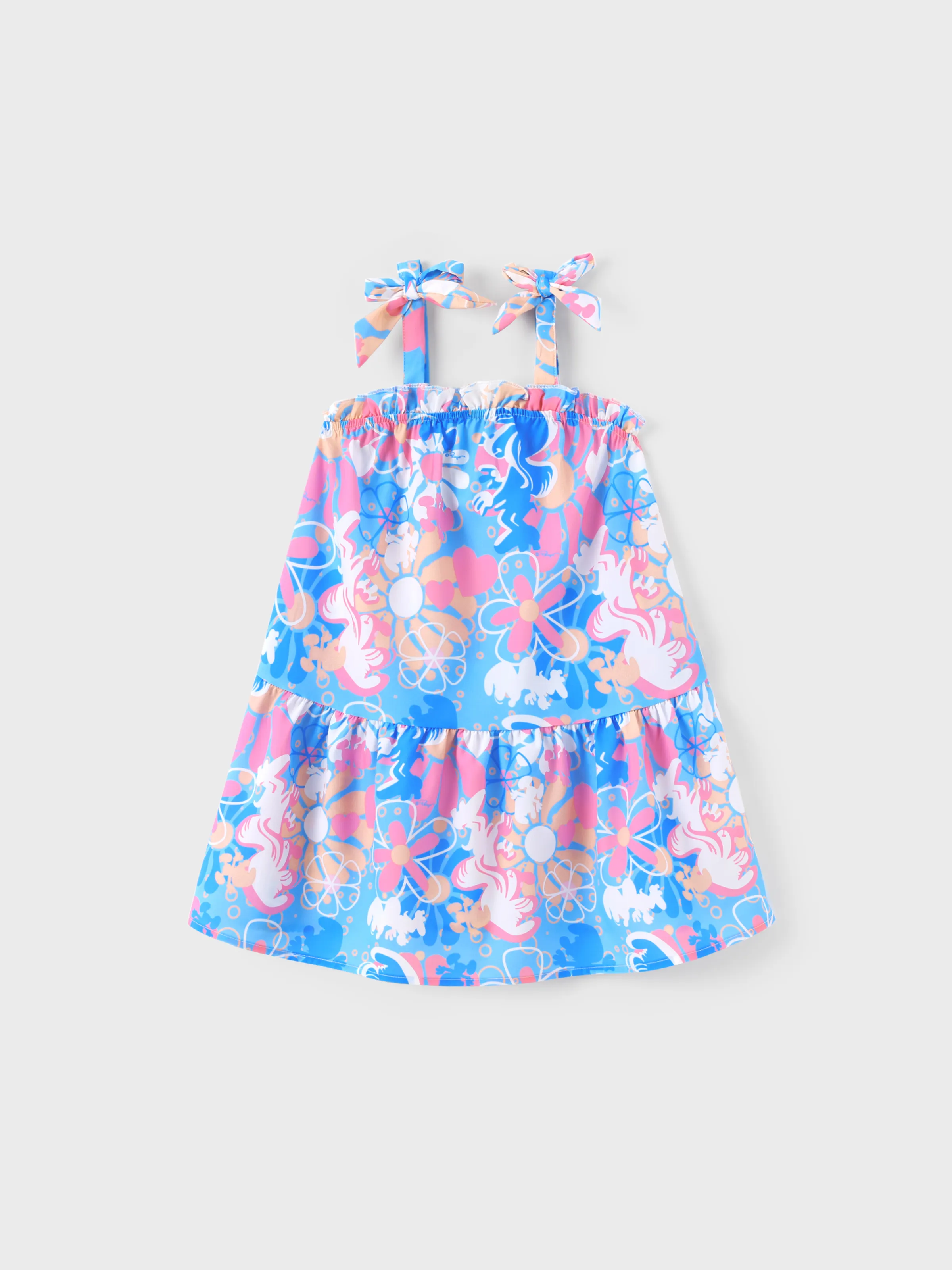 

The Smurfs Family matching 1pc Floral Pattern Sleeveless Tiered Ruffle Hem Dress/CottonTop/Jumpsuit