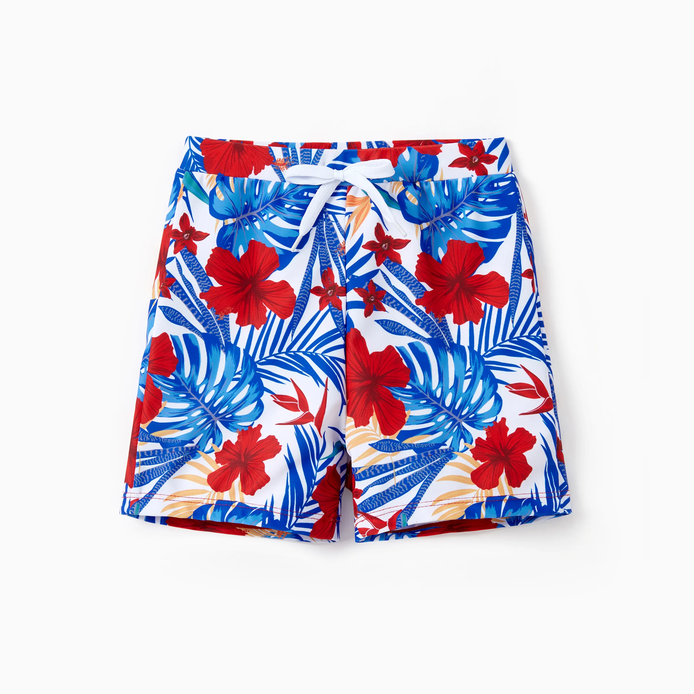 

Family Matching Allover Plant Print Swim Trunks or Scallop Trim One-piece Halter Swimsuit