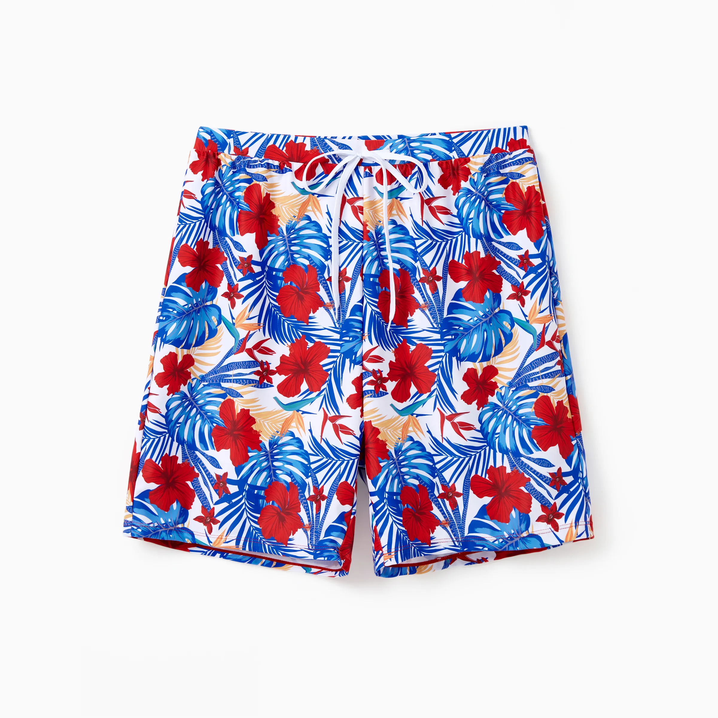 

Family Matching Allover Plant Print Swim Trunks or Scallop Trim One-piece Halter Swimsuit