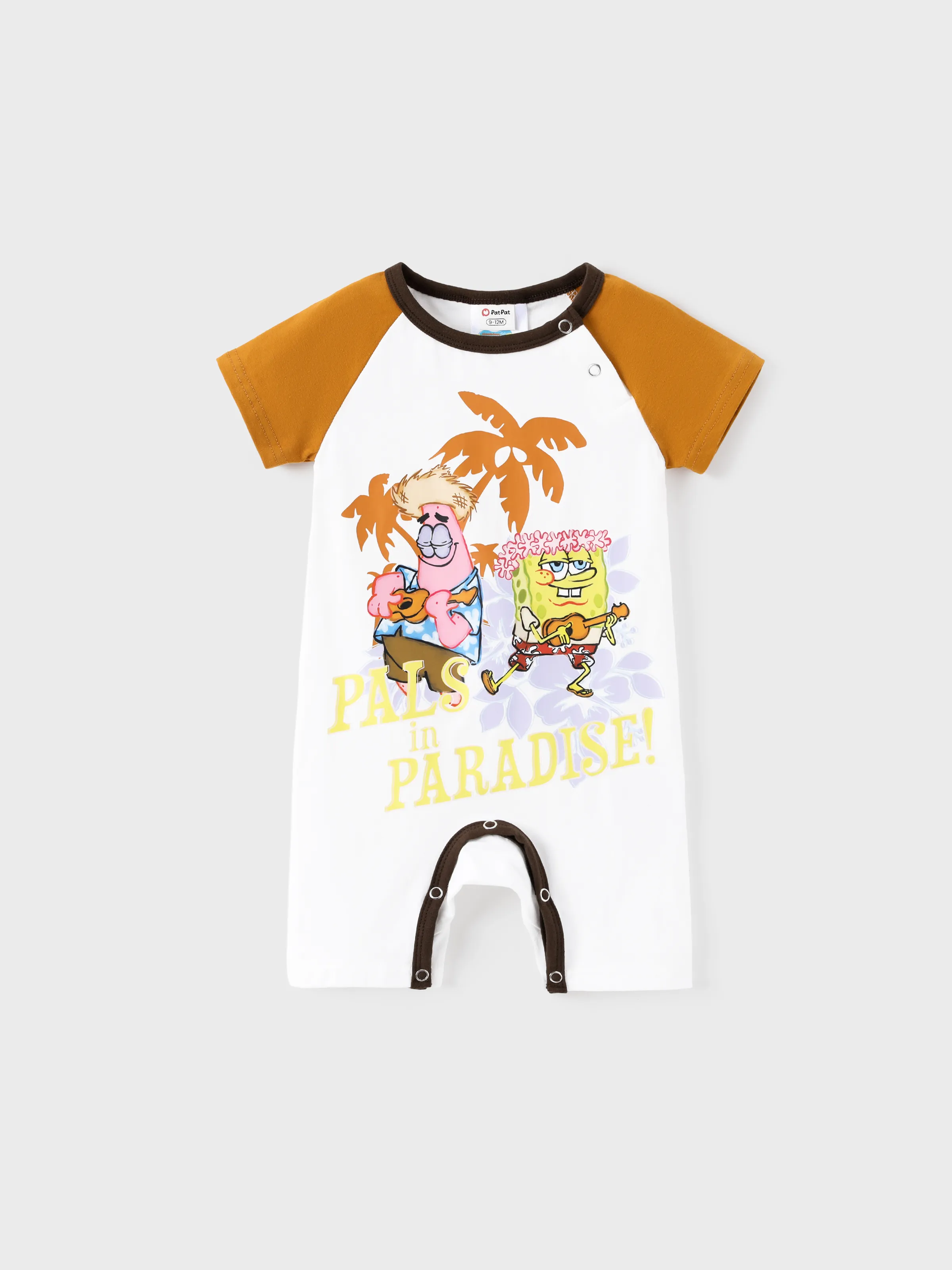 

SpongeBob SquarePants Family matching 1pc Tropical Floral Print Tank Dress / Colorblock Cotton Short-sleeve Top/Jumpsuit