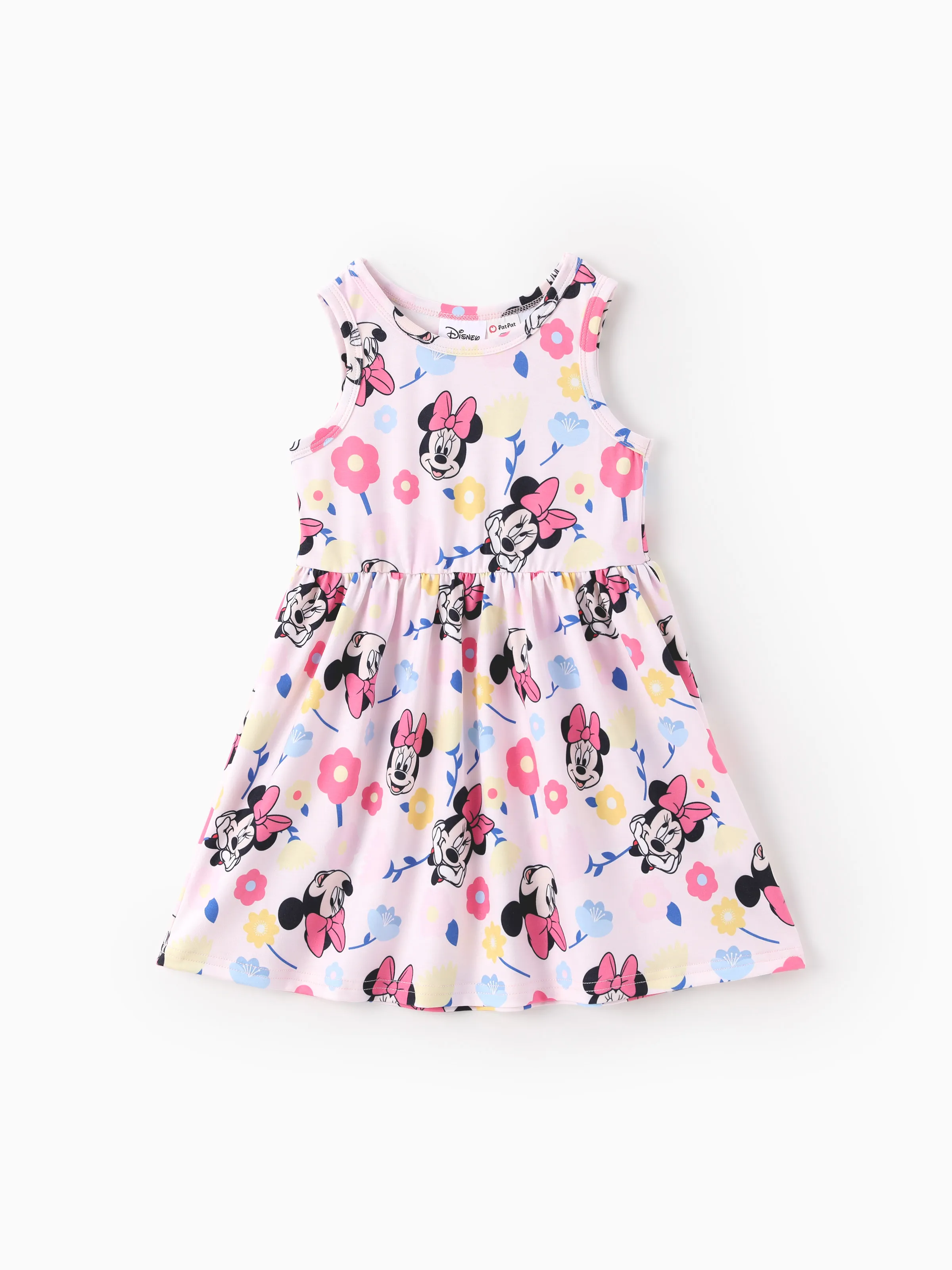 Disney Mickey and Friends Niña Pequeña 1pc Naia™ Minnie Mouse Vestido Sin Mangas con Estampado Floral 