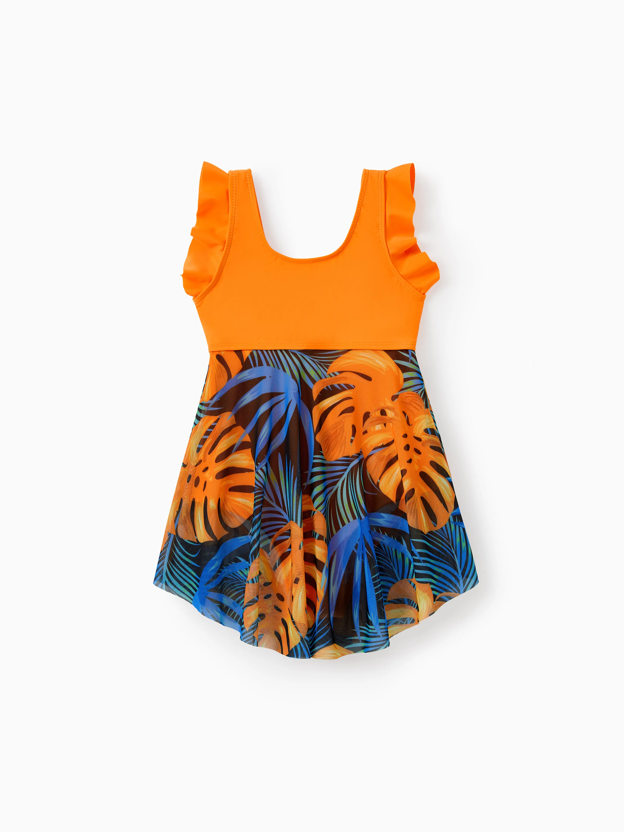 

Family Matching Floral Drawstring Swim Trunks or Flowy Spliced Mesh One-piece Swimsuit