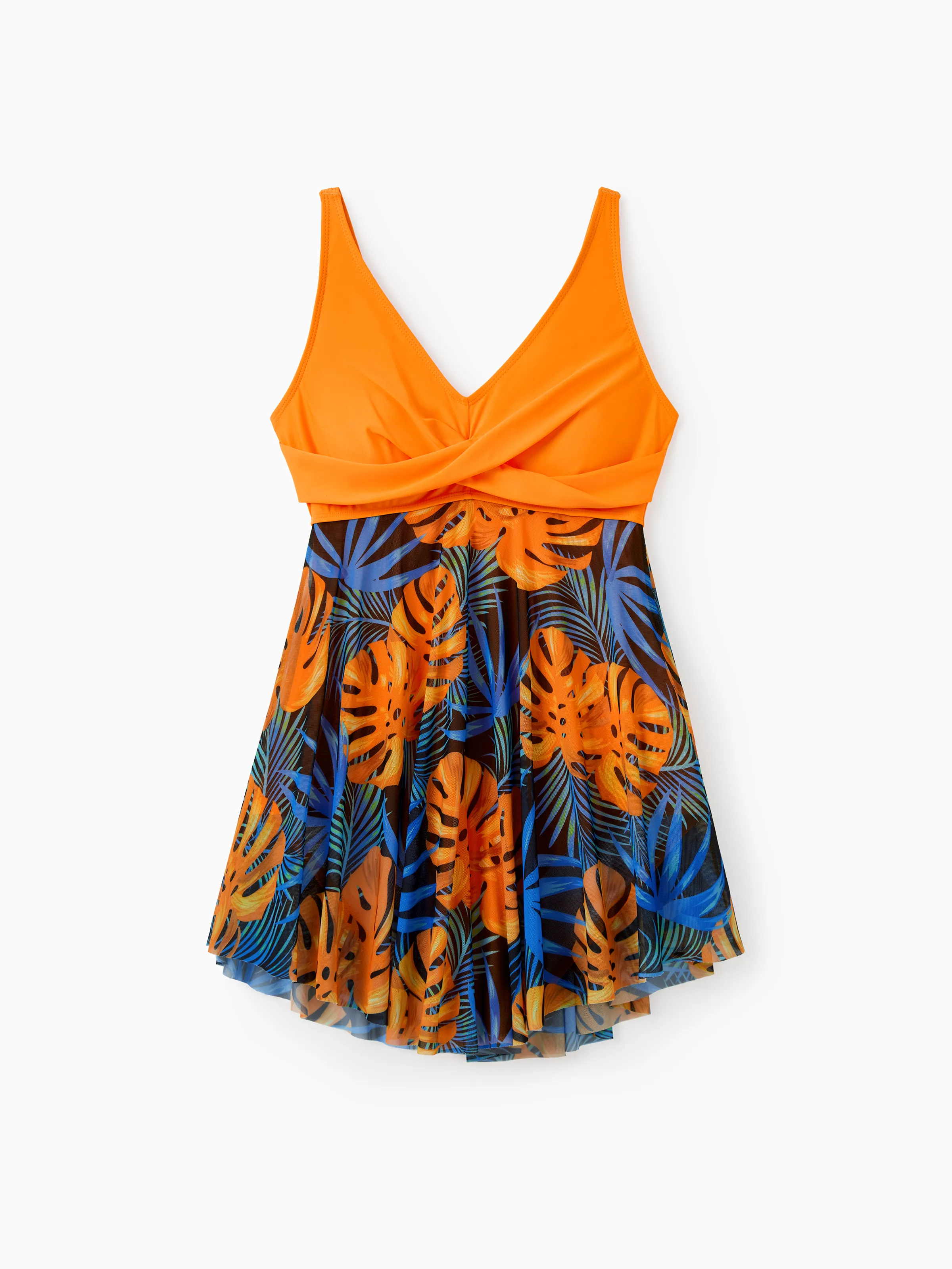 

Family Matching Floral Drawstring Swim Trunks or Flowy Spliced Mesh One-piece Swimsuit