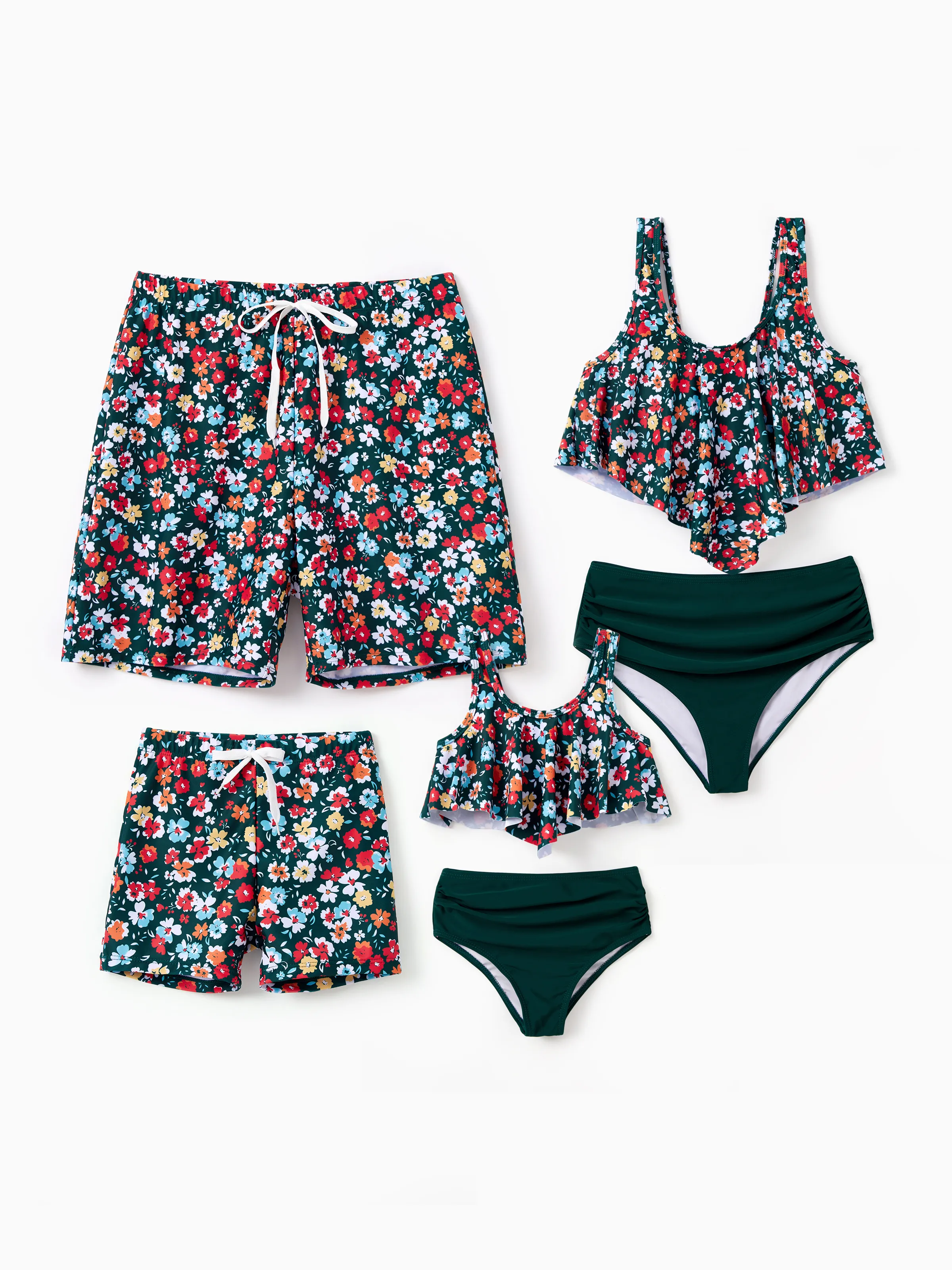 Family Matching Flora Swim Trunks or Strap two-piece Swimsuit
