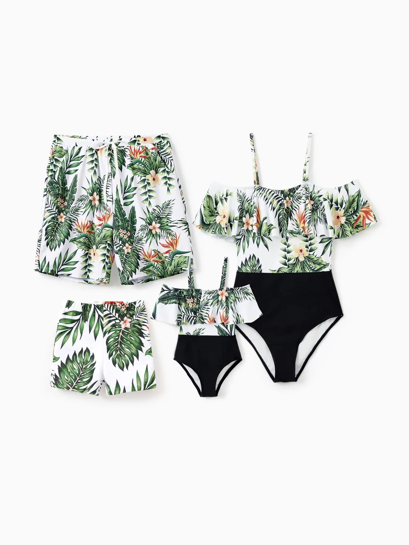 One Piece Plant Printed Family Matching Swimsuit