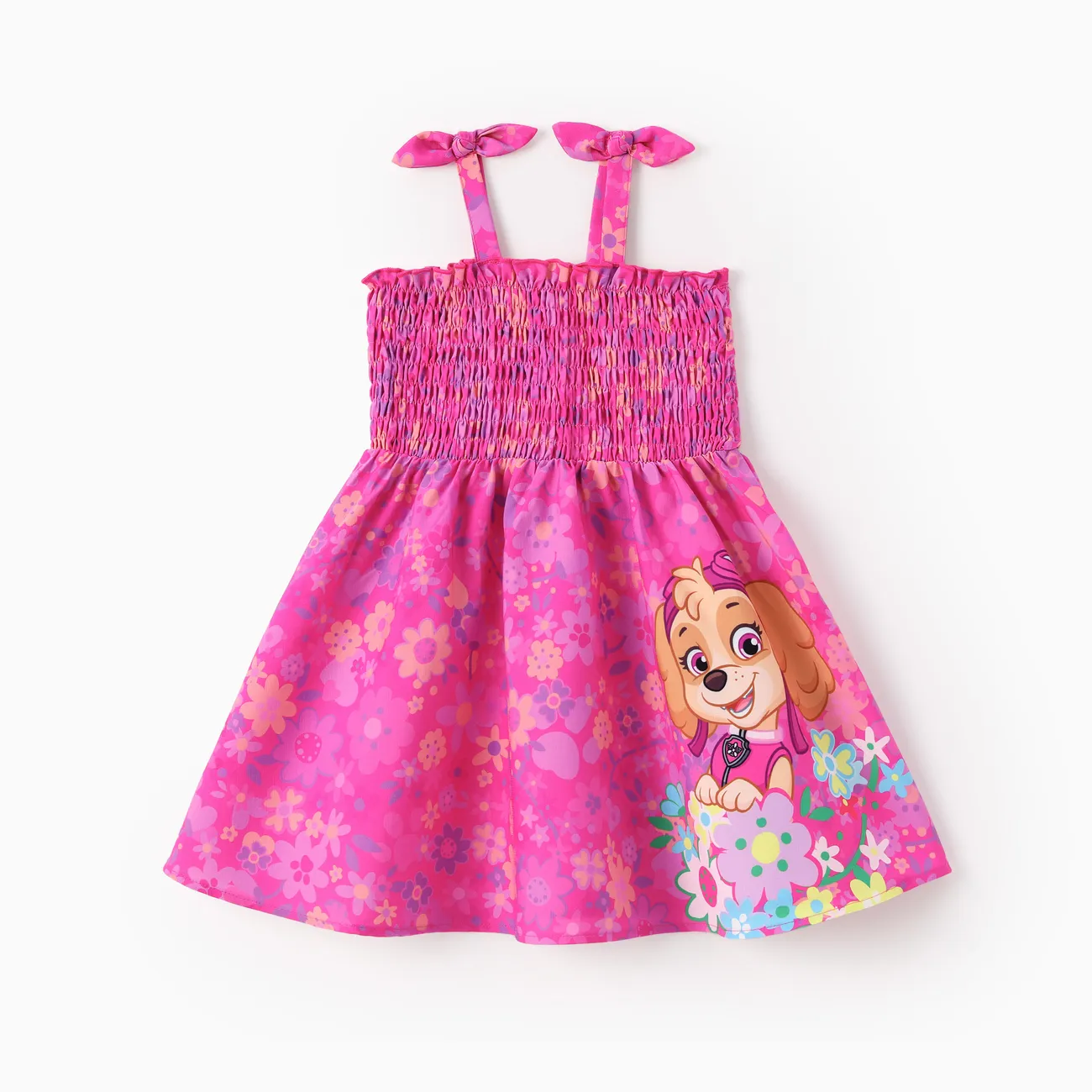 PAW Patrol Toddler Girl 1pc Skye Floral Print Bowknot Smocking Dress