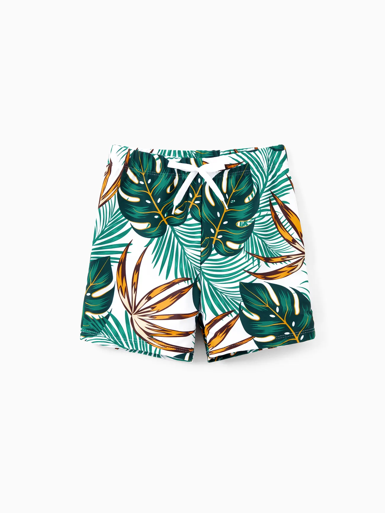 Boy - Matching Family Bathing Suits Dark Green - Plant Print V Neck One-Piece Swimsuit & Swim Trunk - Dark Green - image 14