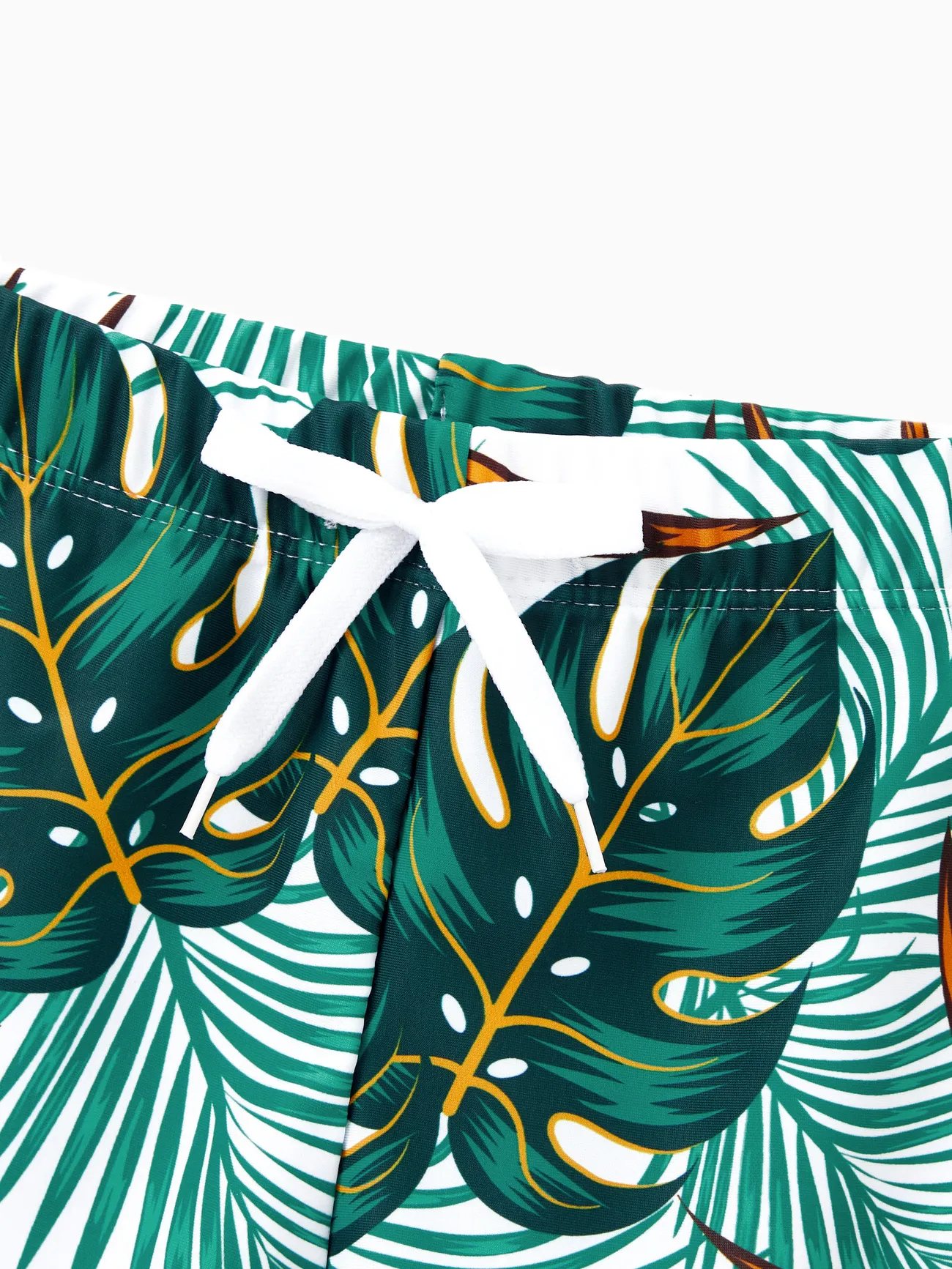 Boy - Matching Family Bathing Suits Dark Green - Plant Print V Neck One-Piece Swimsuit & Swim Trunk - Dark Green - image 16
