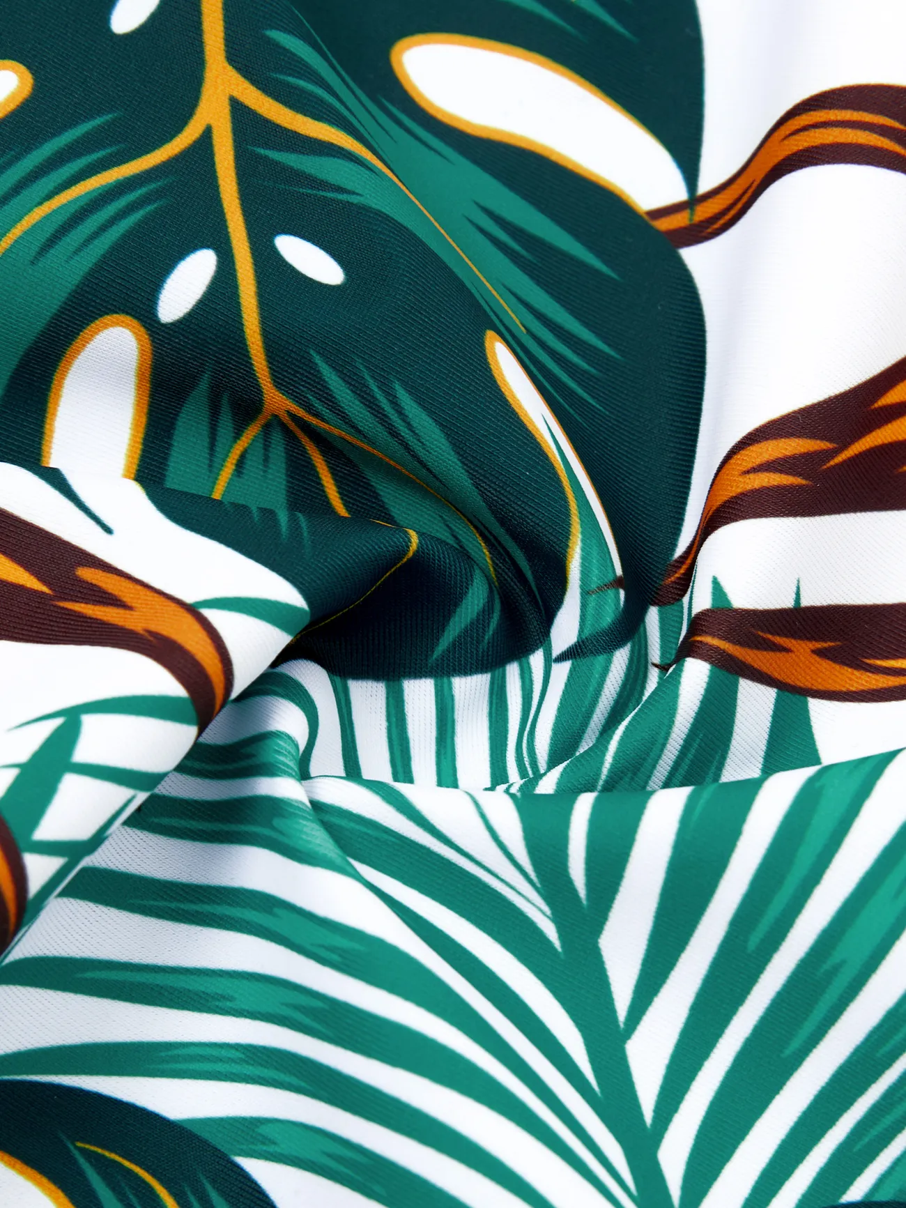 Men - Matching Family Bathing Suits Dark Green - Plant Print V Neck One-Piece Swimsuit & Swim Trunk - Dark Green - image 20