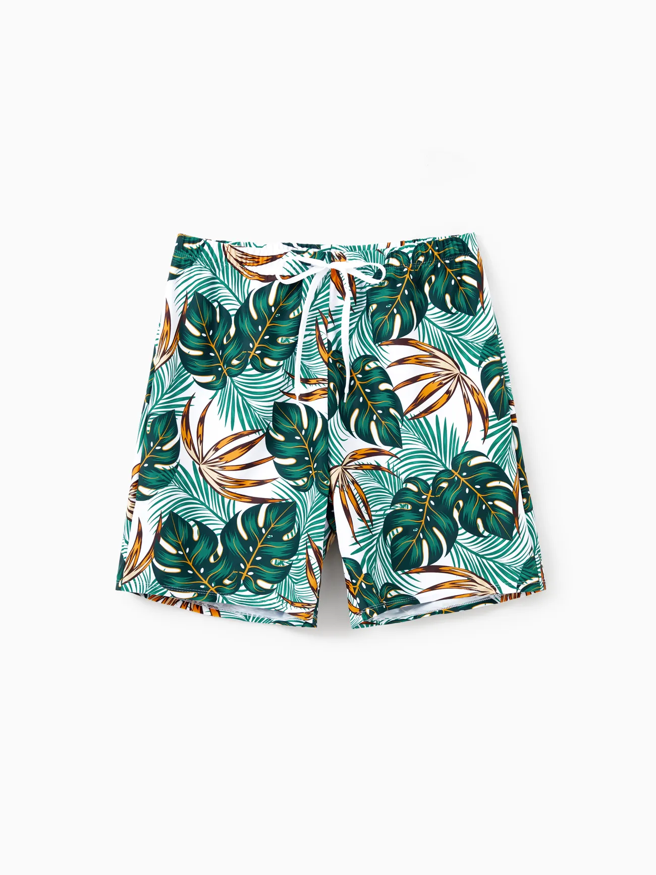 Men - Matching Family Bathing Suits Dark Green - Plant Print V Neck One-Piece Swimsuit & Swim Trunk - Dark Green - image 18