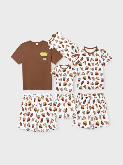 Family Matching Junk Food Pattern Short-sleeve Pajamas Set