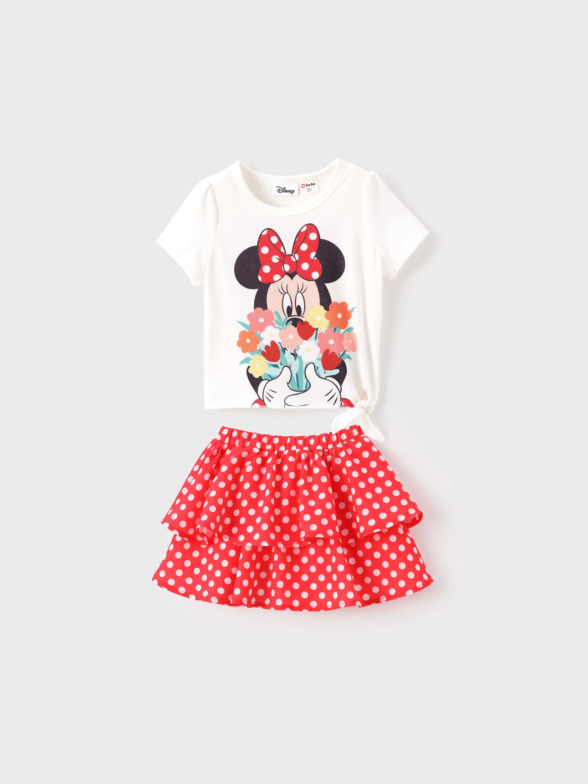 

Disney Mickey and Friends Toddler Girl 2pcs Naia™ Minnie Mouse Pattern Top and Tiered Skirt Set