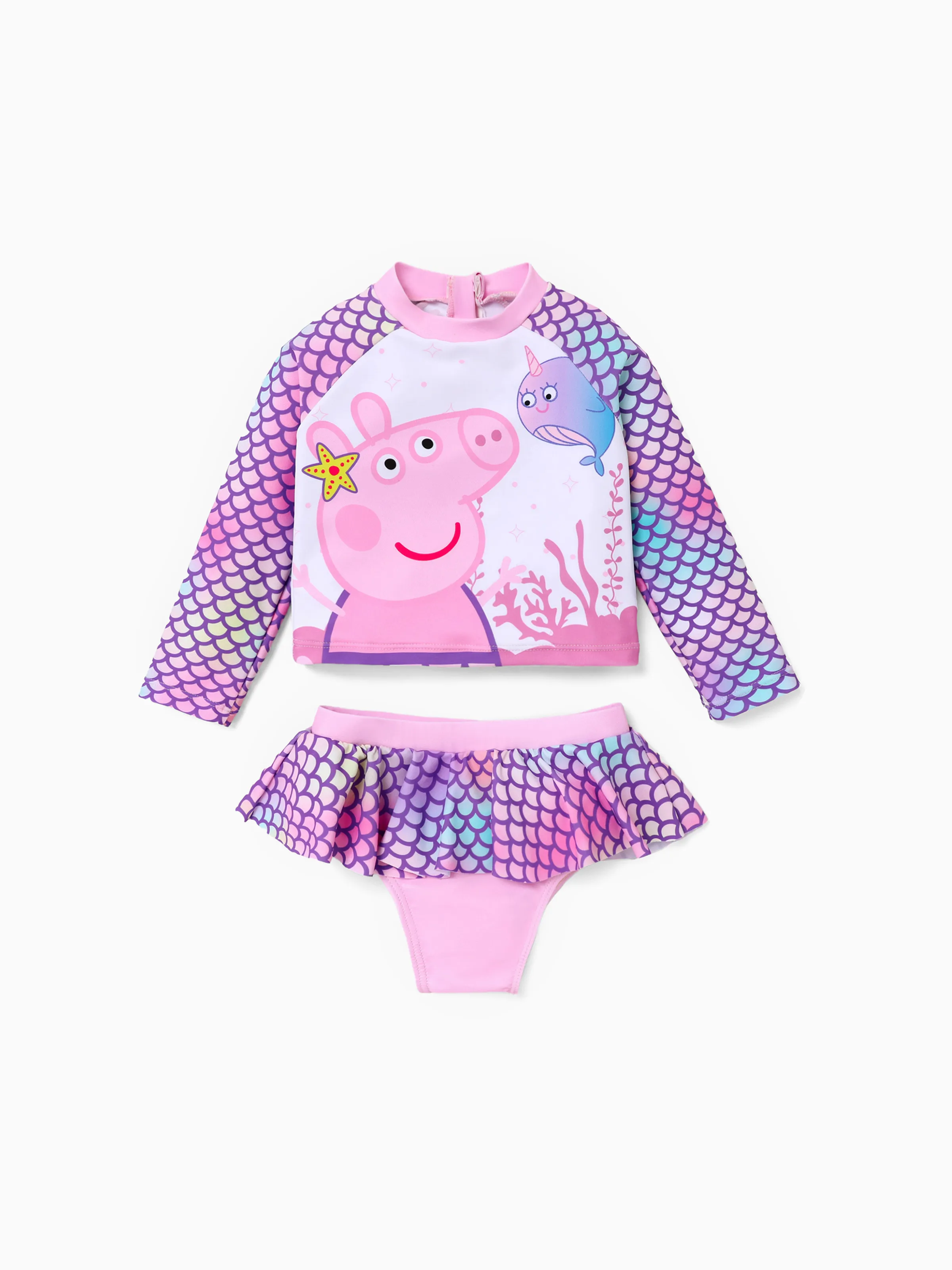 Peppa Pig 2-Piezas Niñas Pequeñas Escamas de Pescado Patrón Ombre Conjunto de Traje de Baño