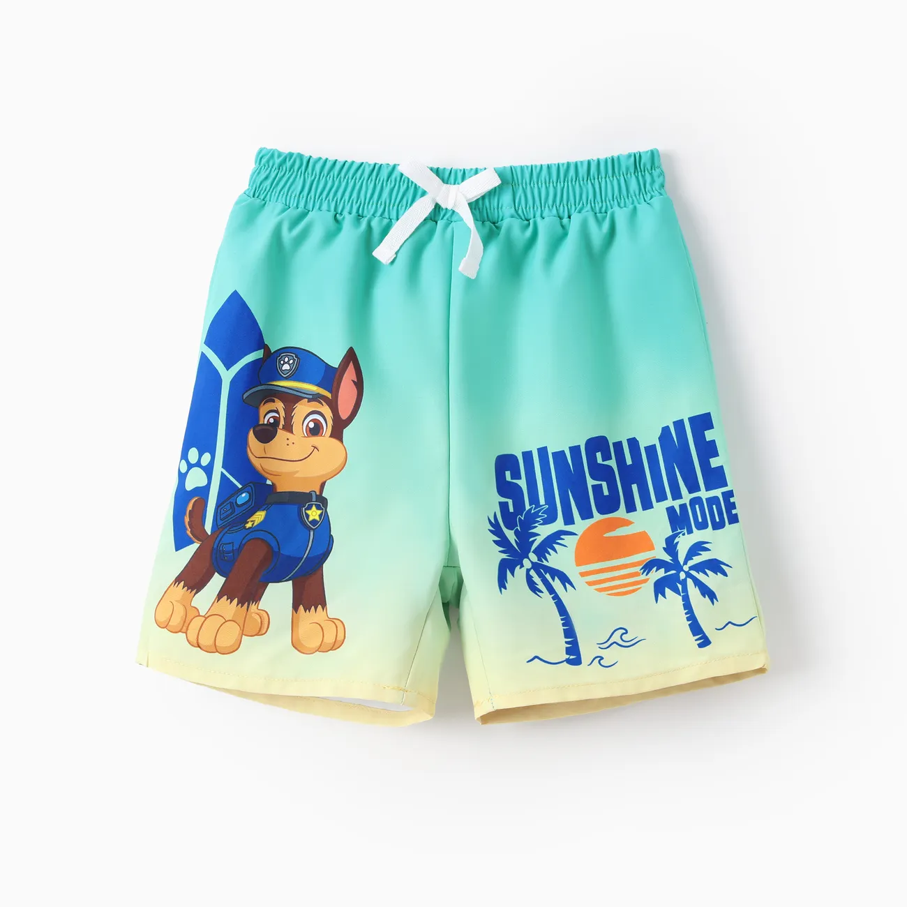 PAW Patrol Toddler Boy 1pc Chase Coconut Tree Gradient Print Sunproof UPF50+ Swimming Trunks