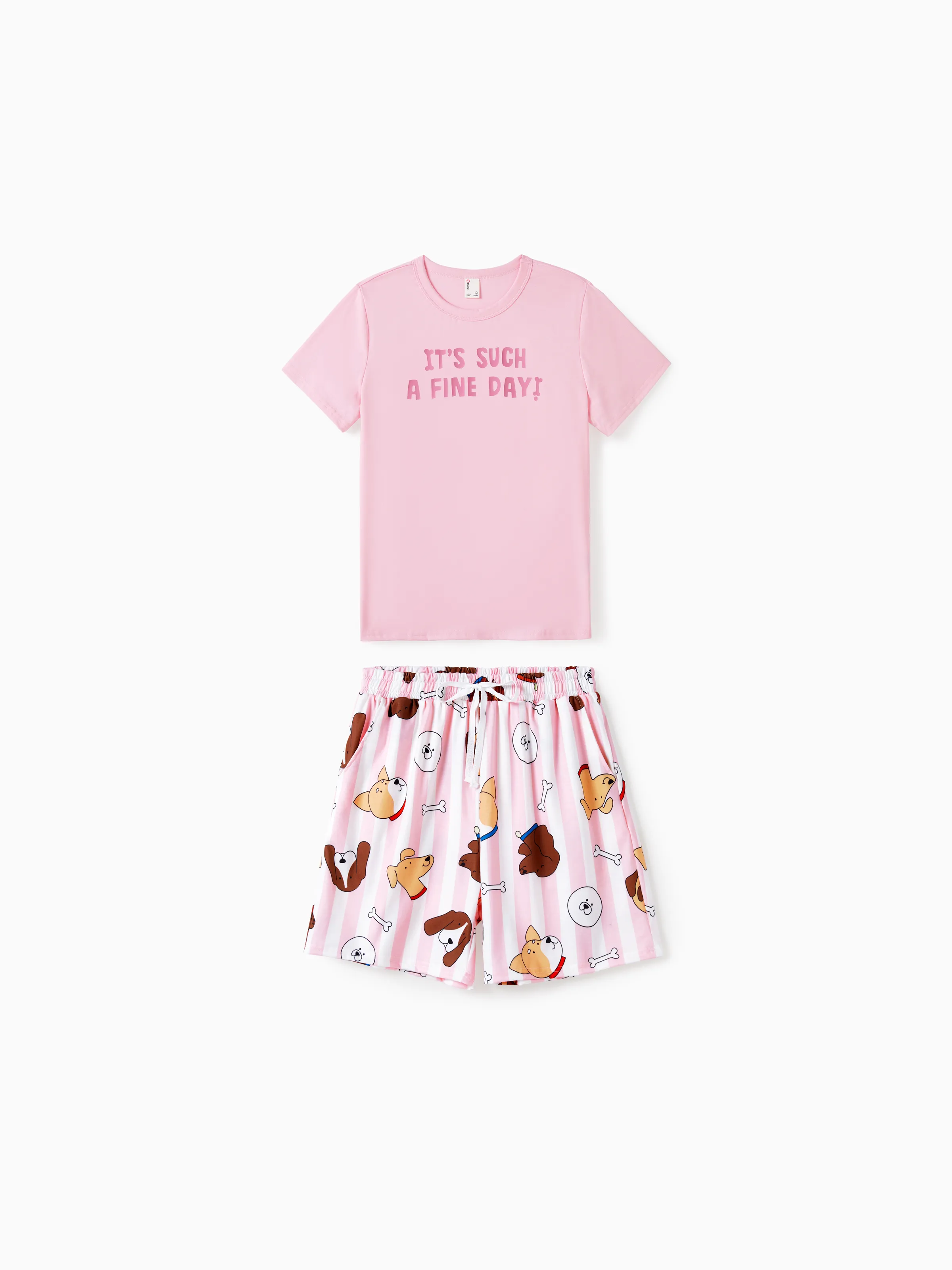 

Family Matching Letter Short-sleeve Top and Cute Doggy Pattern Bottom Pajamas Set for Couple Short