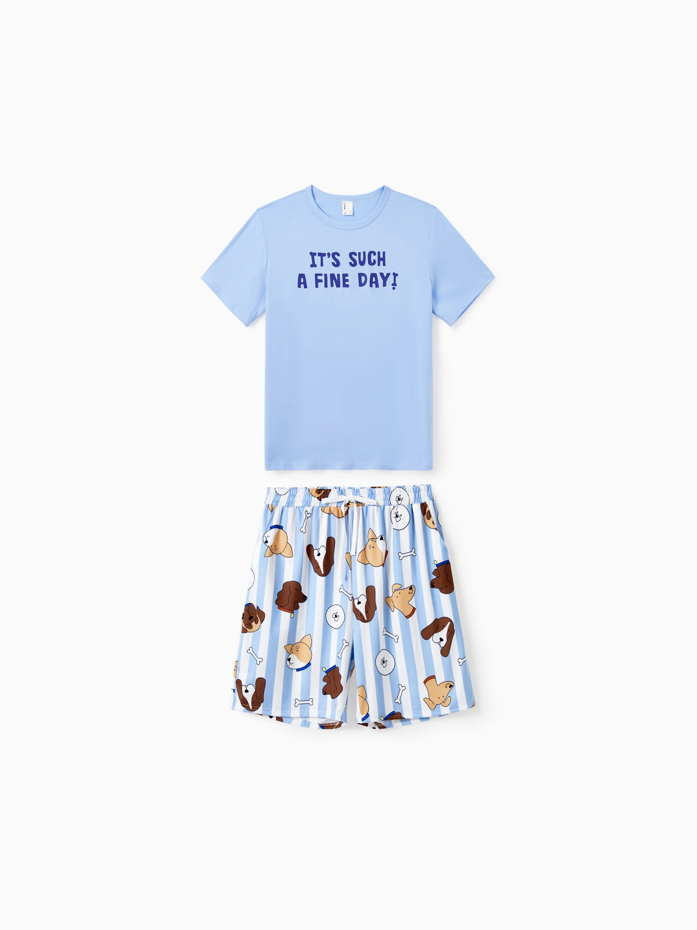 

Family Matching Letter Short-sleeve Top and Cute Doggy Pattern Bottom Pajamas Set for Couple Short