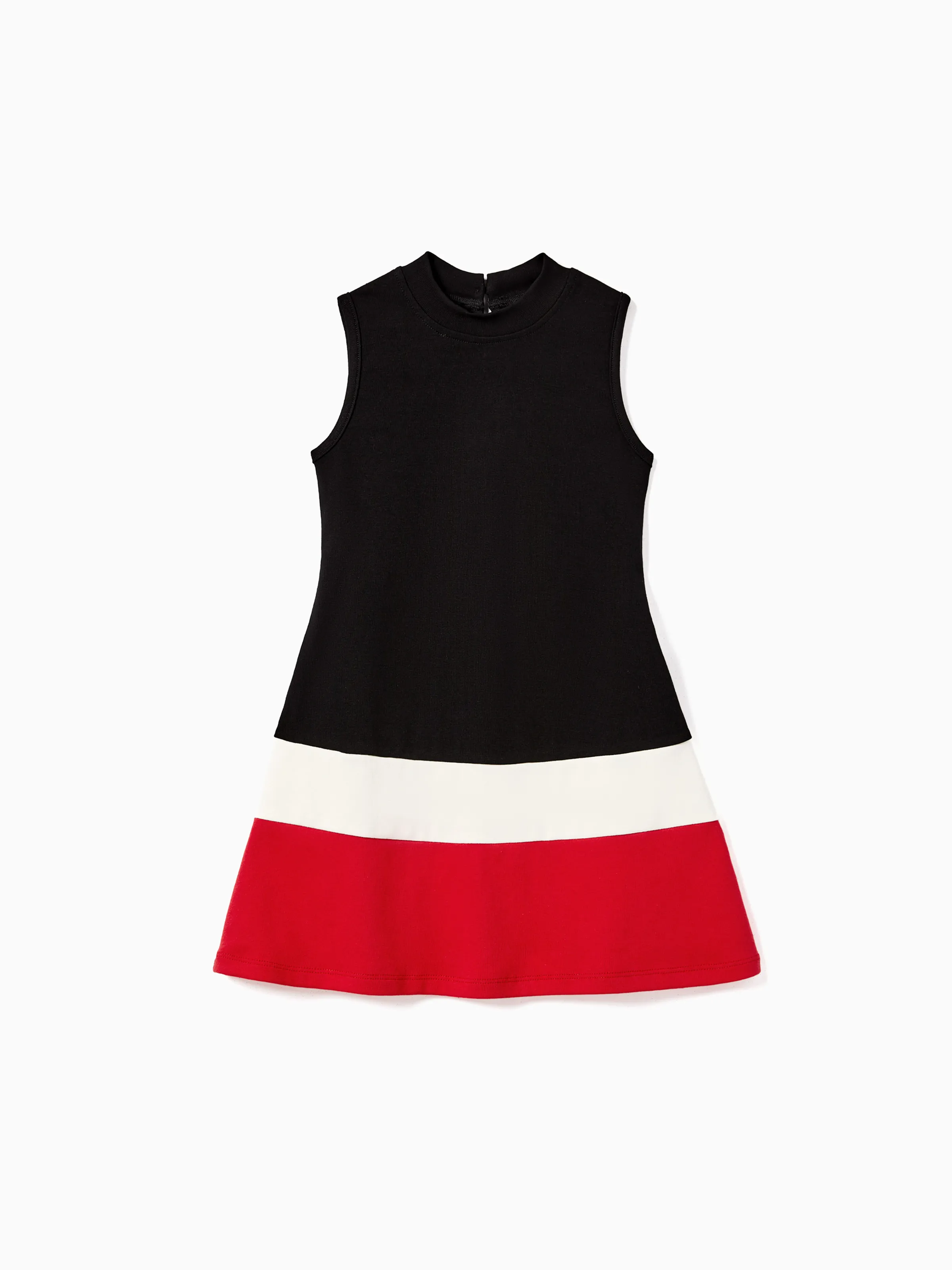 

Family Matching Triple Colorblock T-shirt and Splicing Ruffle Hem Dress Sets